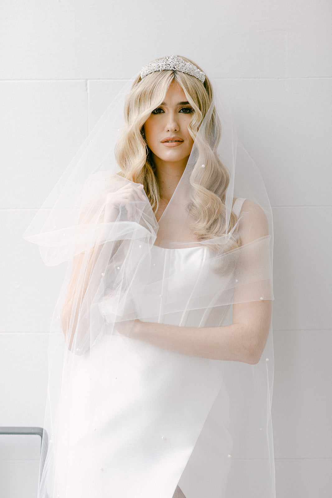 Lulu Soft Tulle Pearl Veil | The White Collection