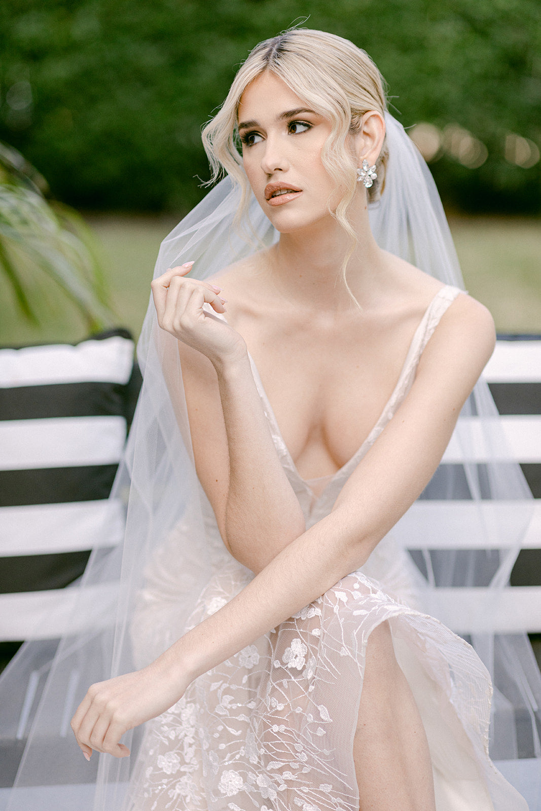 Elina -  Silver Statement Swarovski Cluster Bridal Earrings