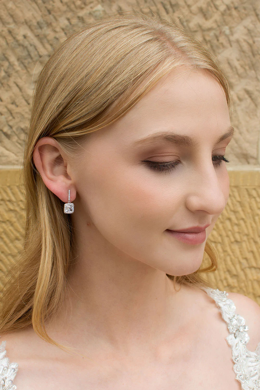 Dianna - Elegant Square Crystal Bridal Drop Earrings