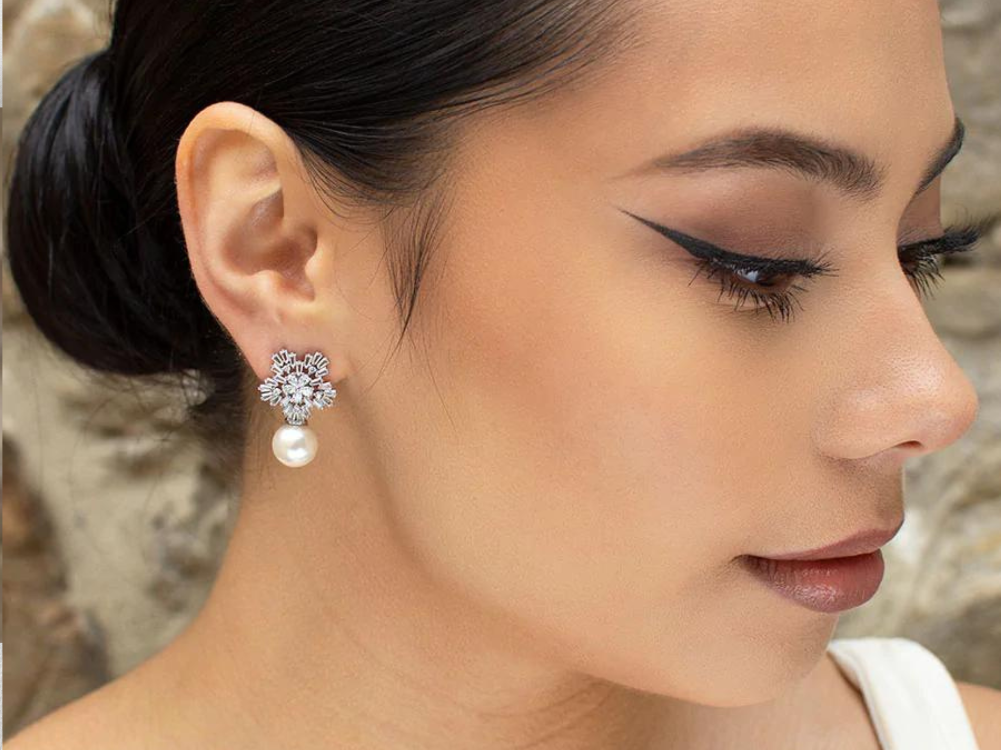 Zoey Stunning Snowflake Pearl Bridal Earrings