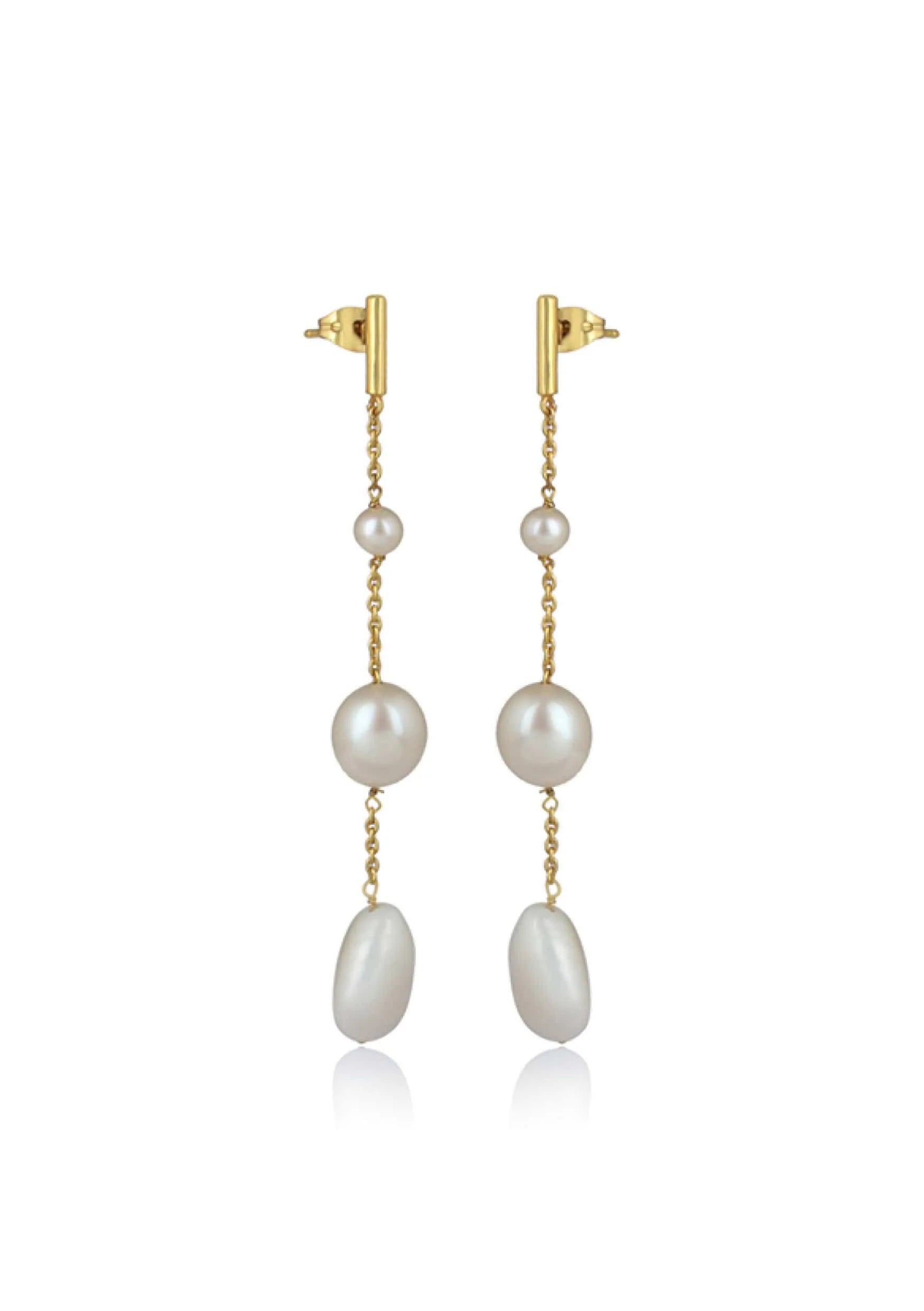 Lola Knight - Alora - Minimal Bridal Pearl Earrings - 18CT Gold | The ...