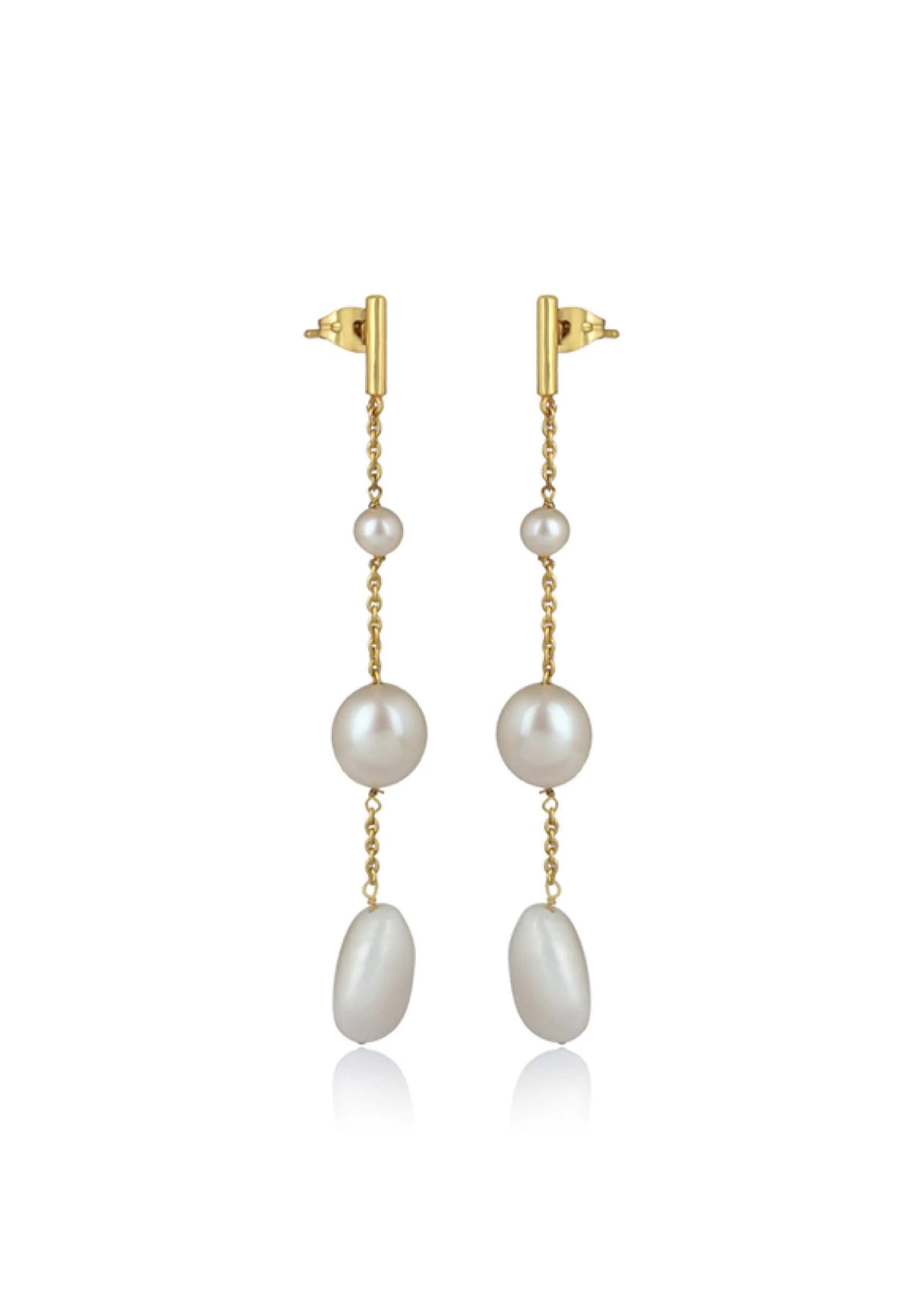 Lola Knight - Alora - Minimal Bridal Pearl Earrings - 18CT Gold