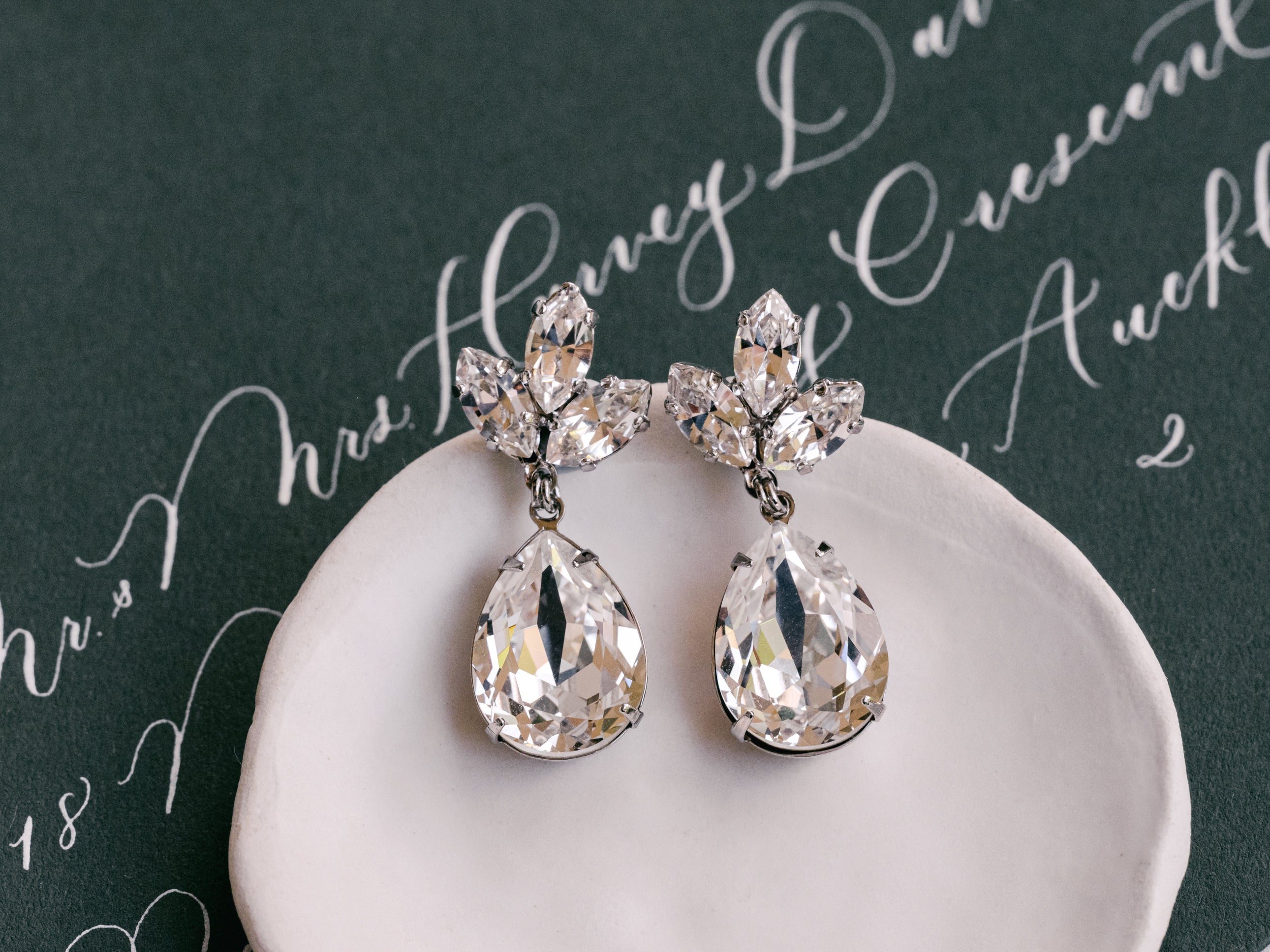 Anastasia - Silver Crystal Bridal Drop Earrings