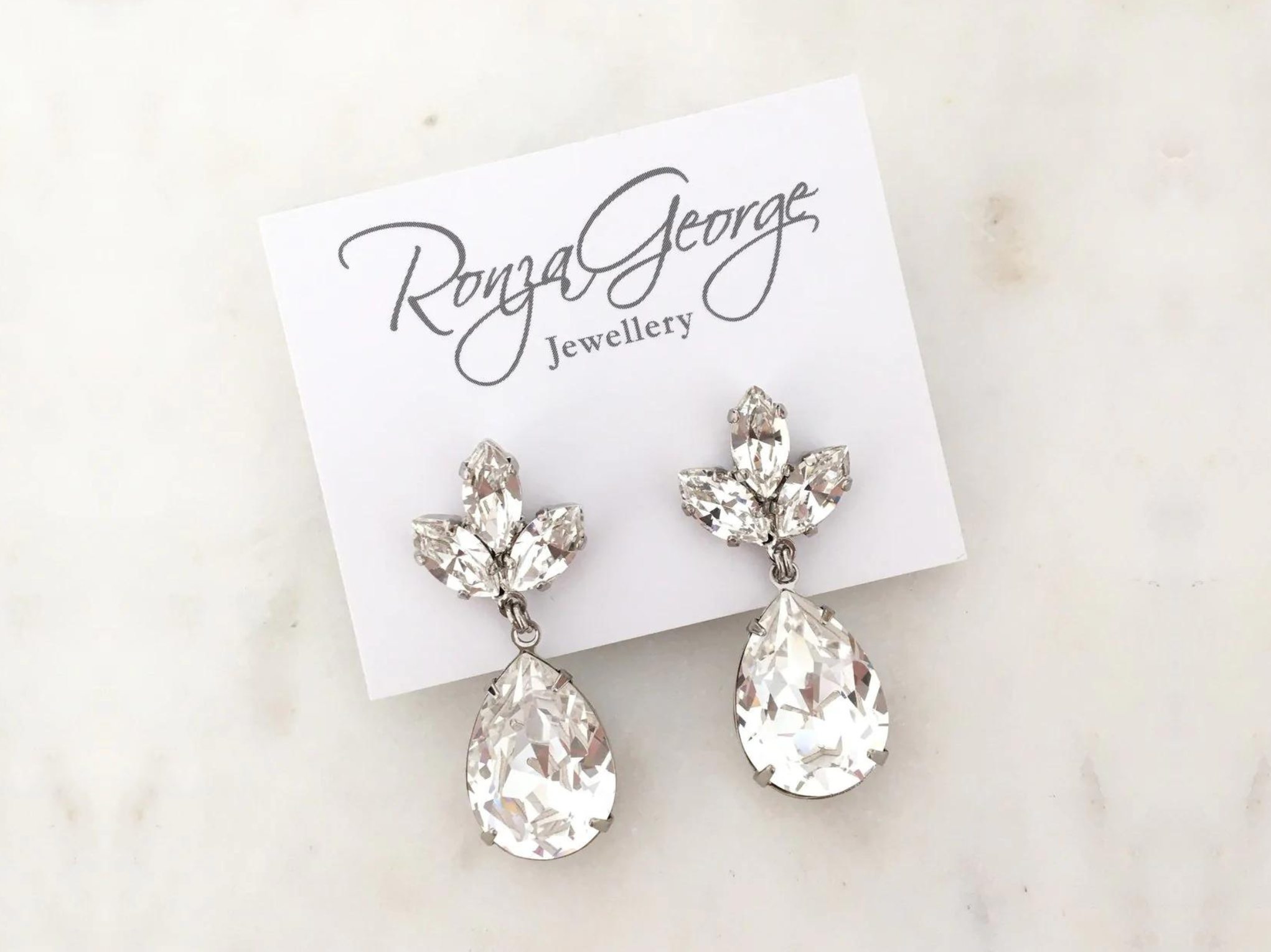 Anastasia - Silver Crystal Bridal Drop Earrings