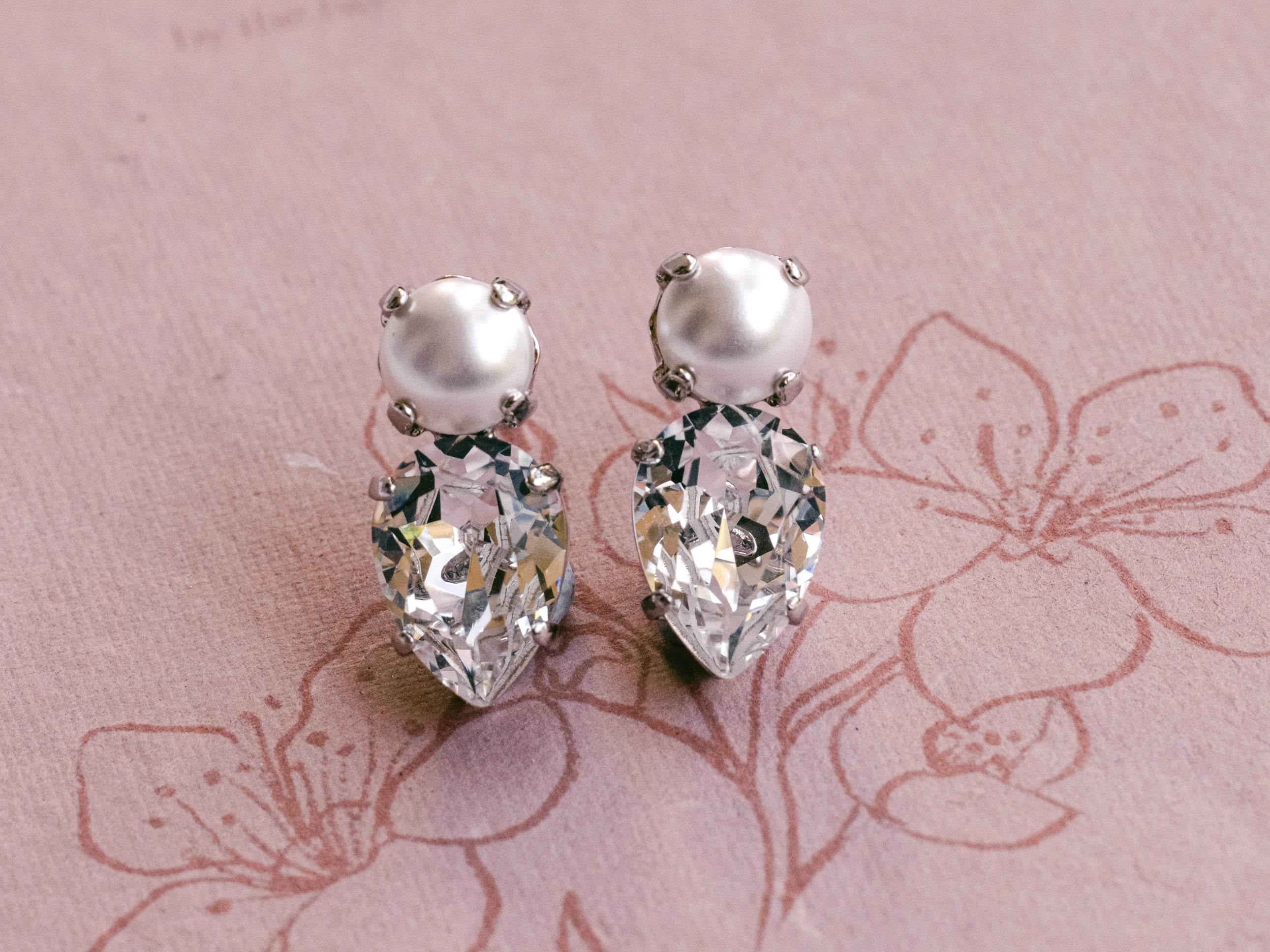Aspen - Pearl & Swarovski Silver Bridal Stud Earrings