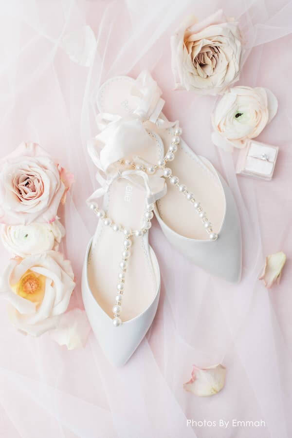 Lucia - Ivory Pearl & Crystal Low Heels