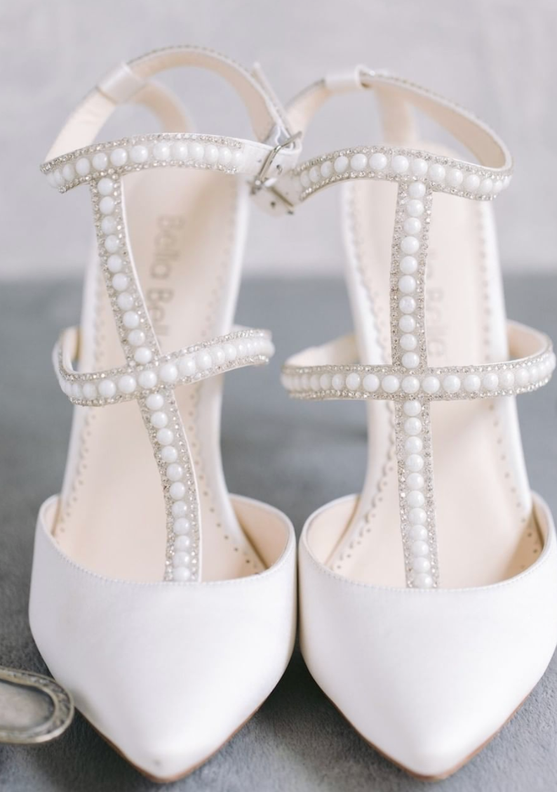 Carolina - Ivory Pearl & Crystal T-Strap