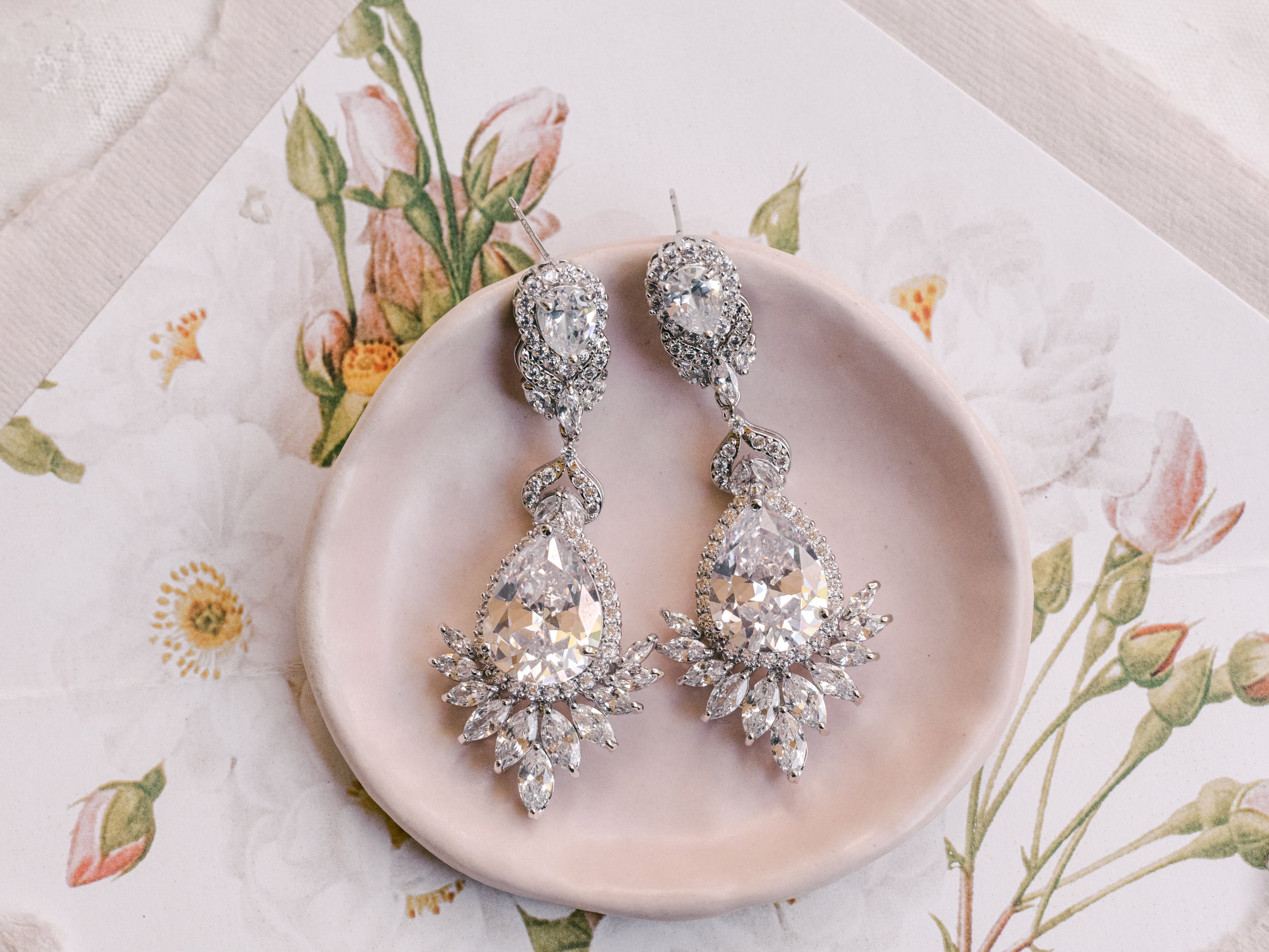 Camilla - Silver Chandelier Statement Bridal Earrings