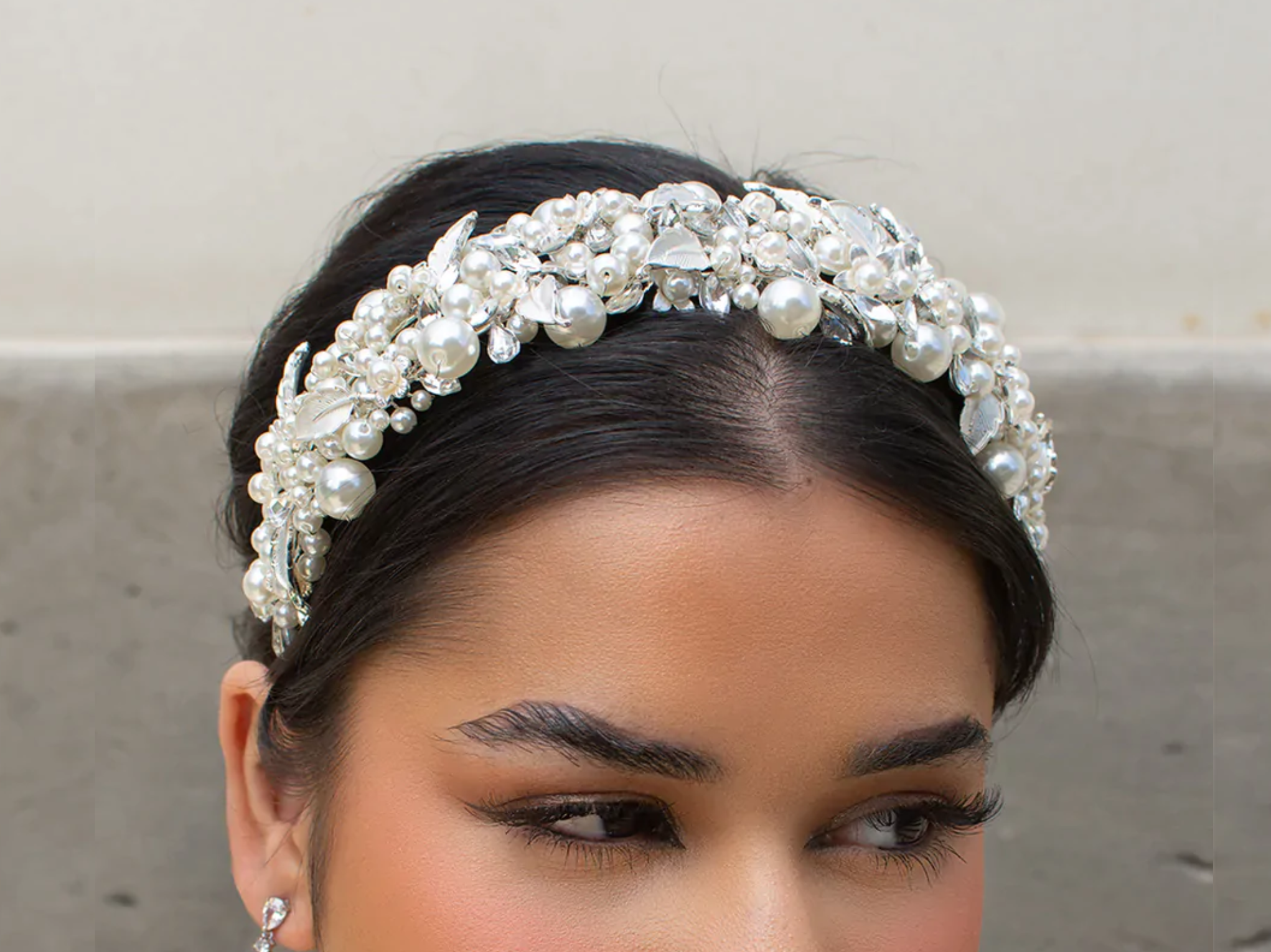 Eloise - Pearl Crystal Wide Bridal Headband