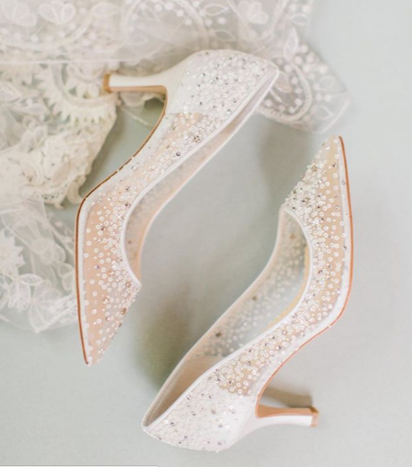 Evelyn - Sequin Low Ivory Wedding Shoes