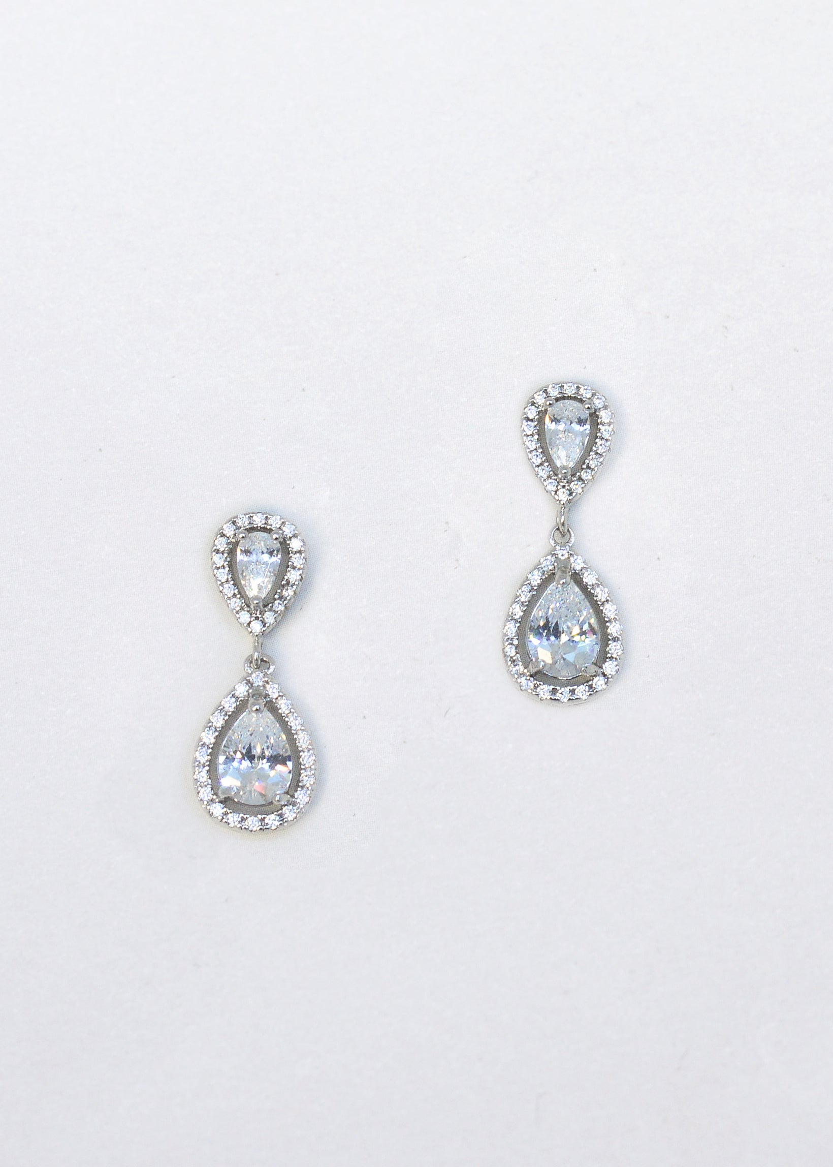 Grace - Modern Crystal Teardrop Bridal Earrings