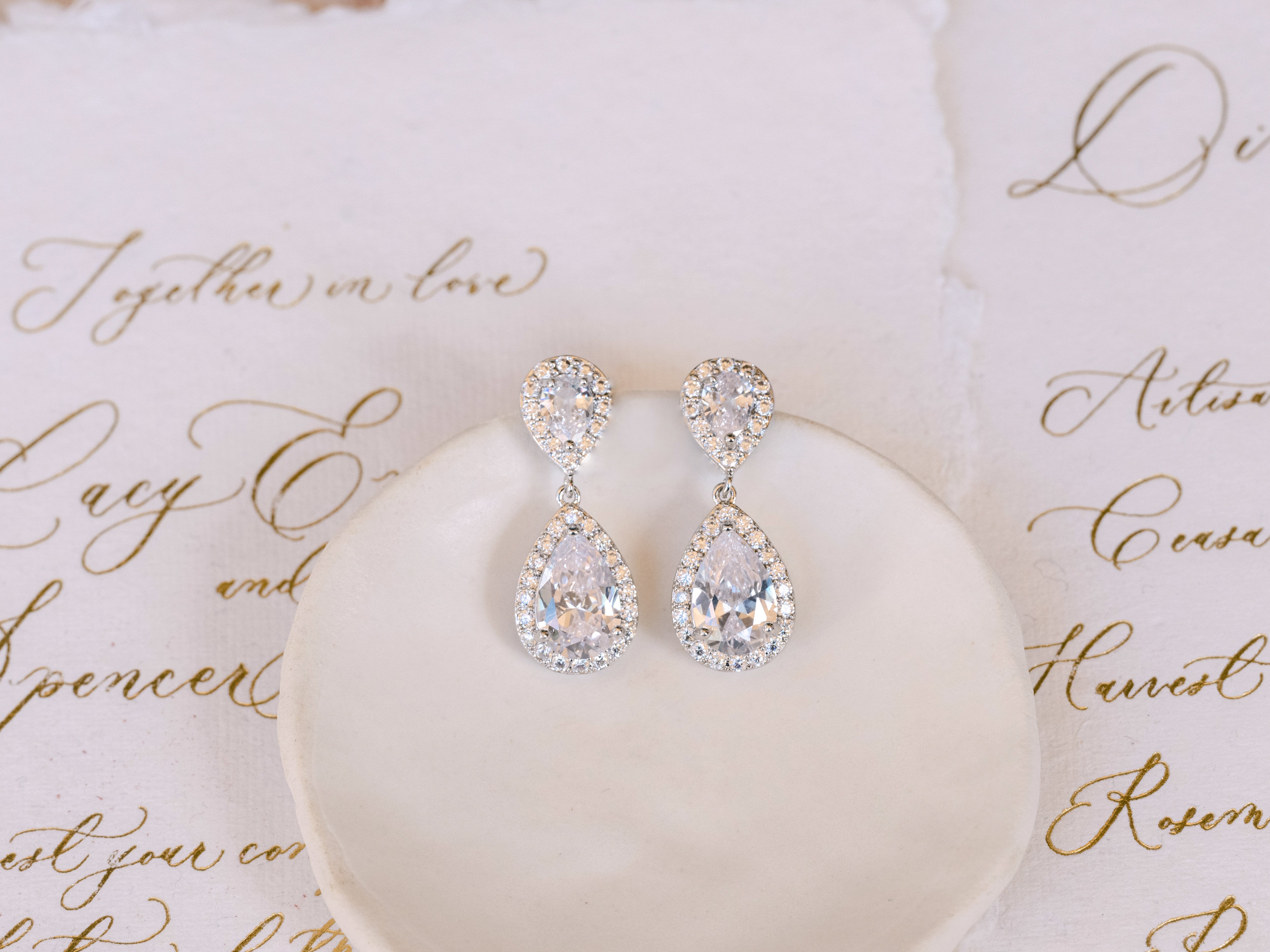 Buy Bridal Earrings, Drop Earrings, Bridal Jewelry, Dangle Earrings, Silver  Earrings, E055 Online in India - Etsy | Wedding earrings drop, Bridal  earrings drop, Rose gold earrings wedding