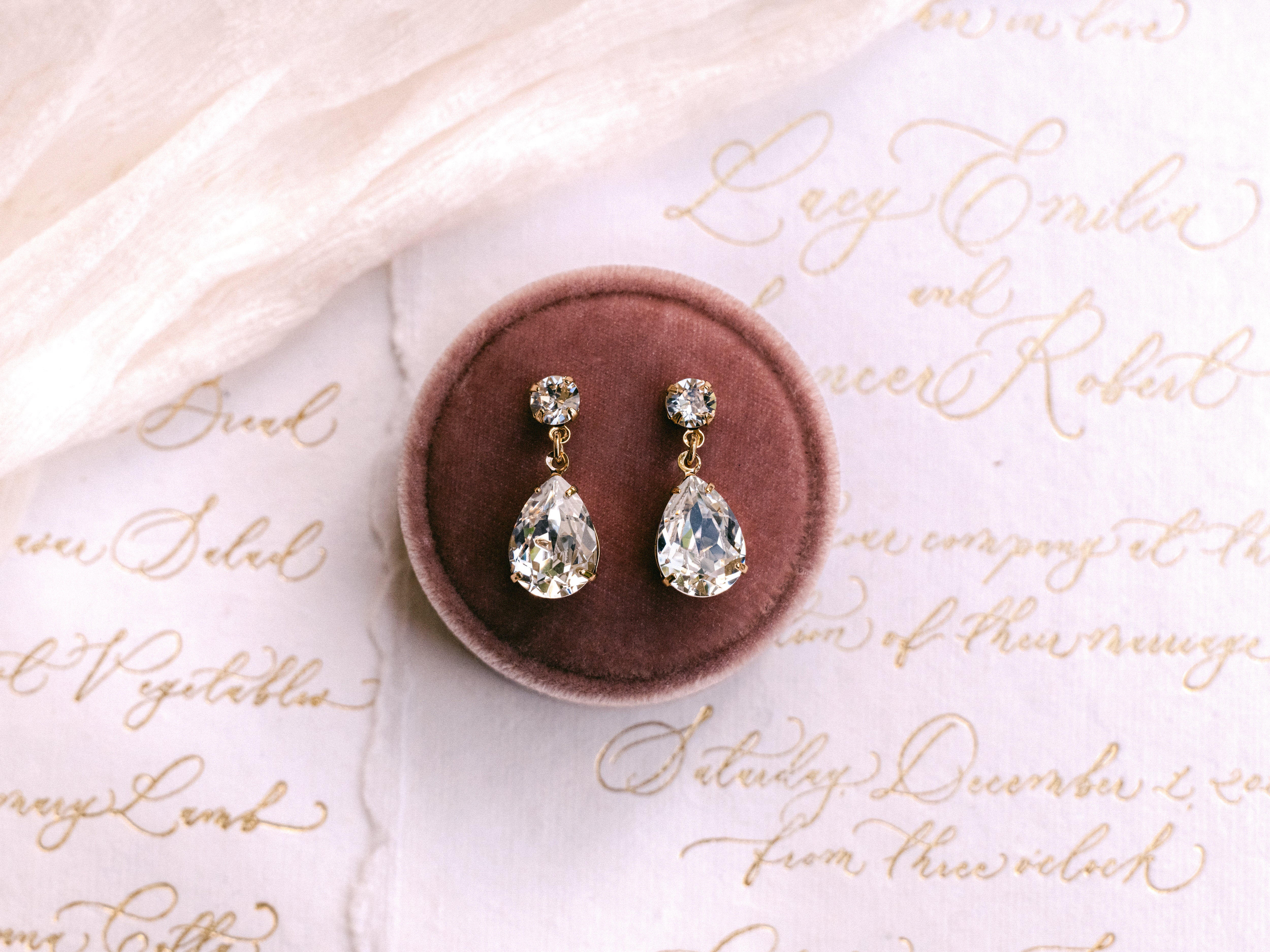 Hannah - Swarovski Pear Drop Bridal Earrings