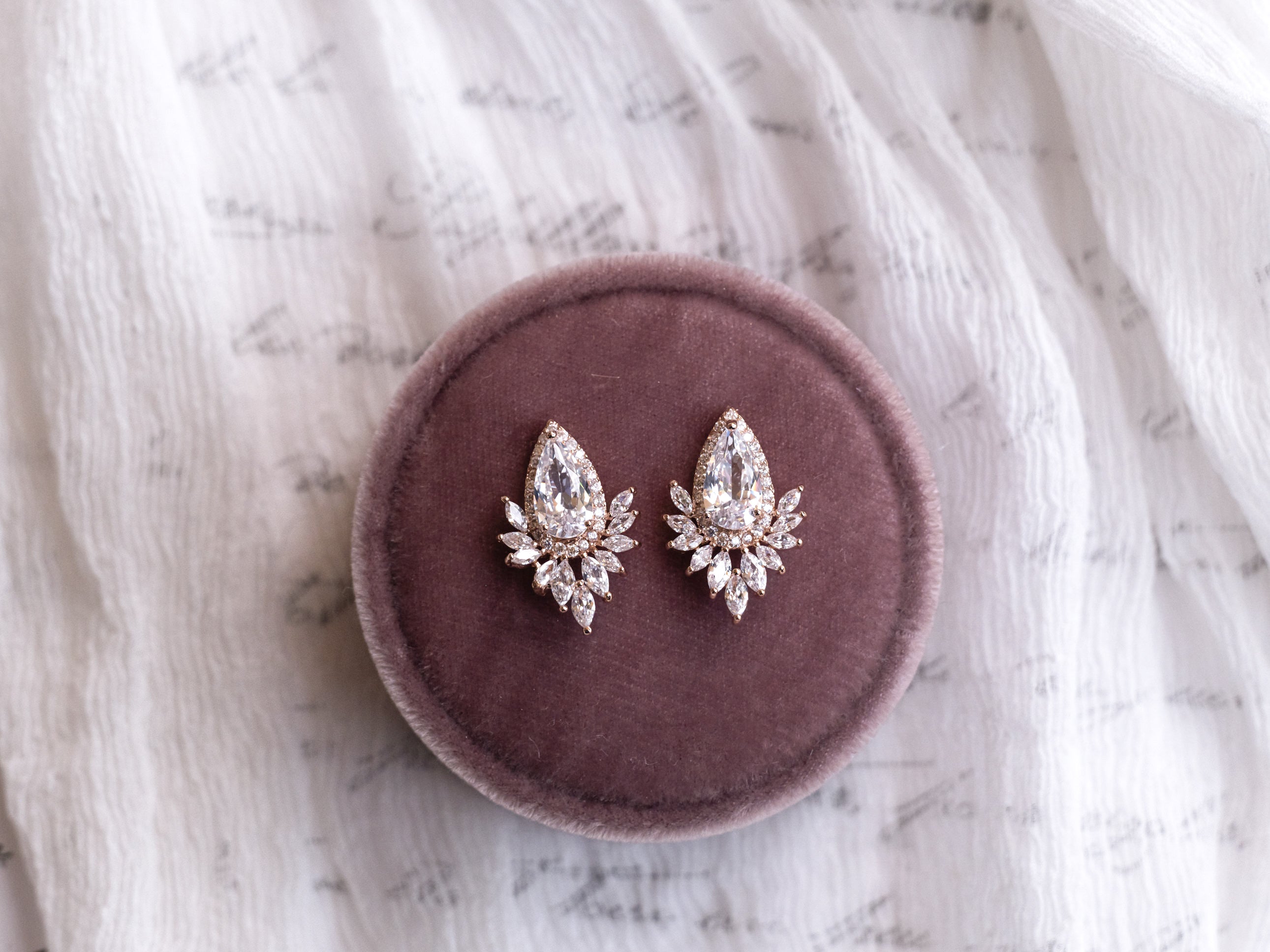 Harlow - Crystal Pear & Marquise Bridal Stud Earrings