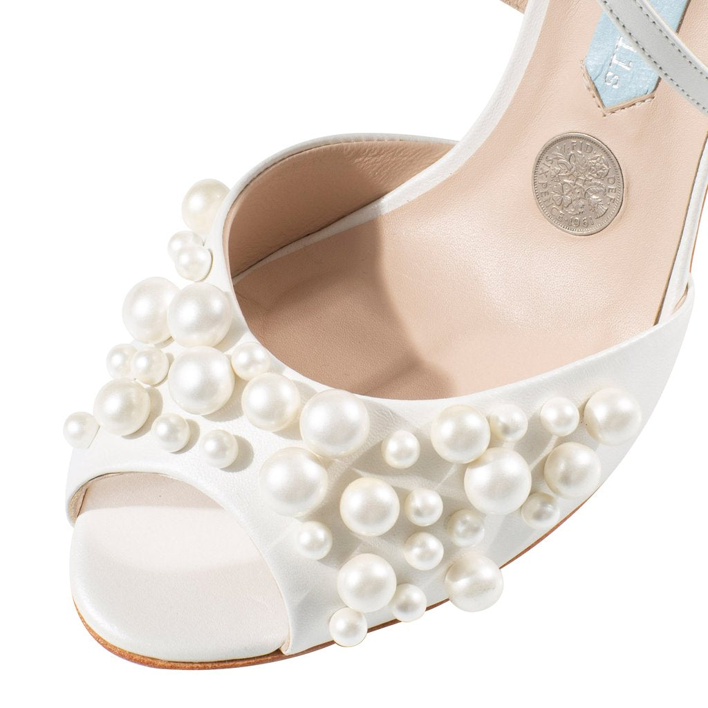 Henrietta - Ivory Pearl Embellished Bridal Block Heel