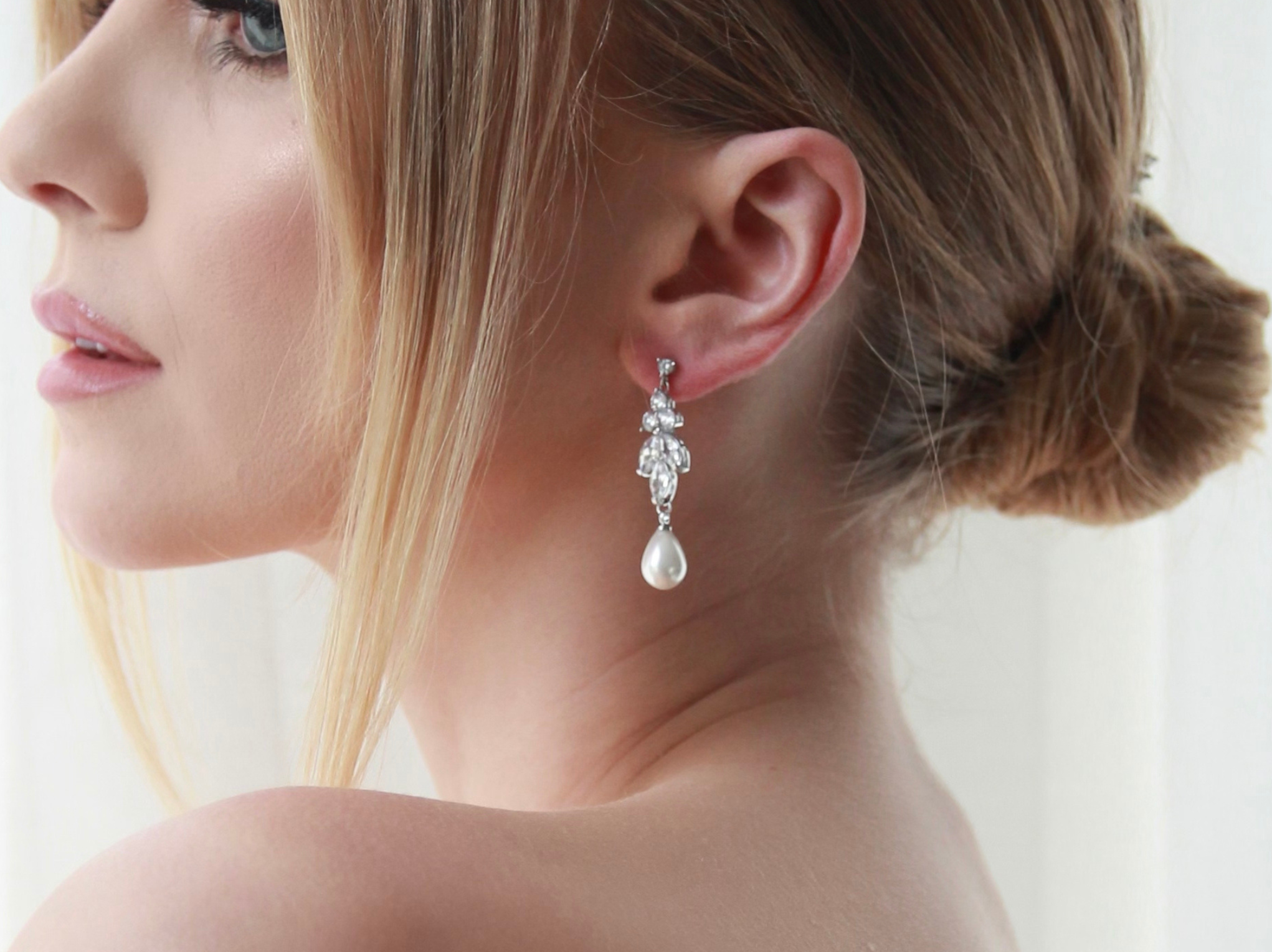 Holly - Stunning Pearl Drop Bridal Earrings