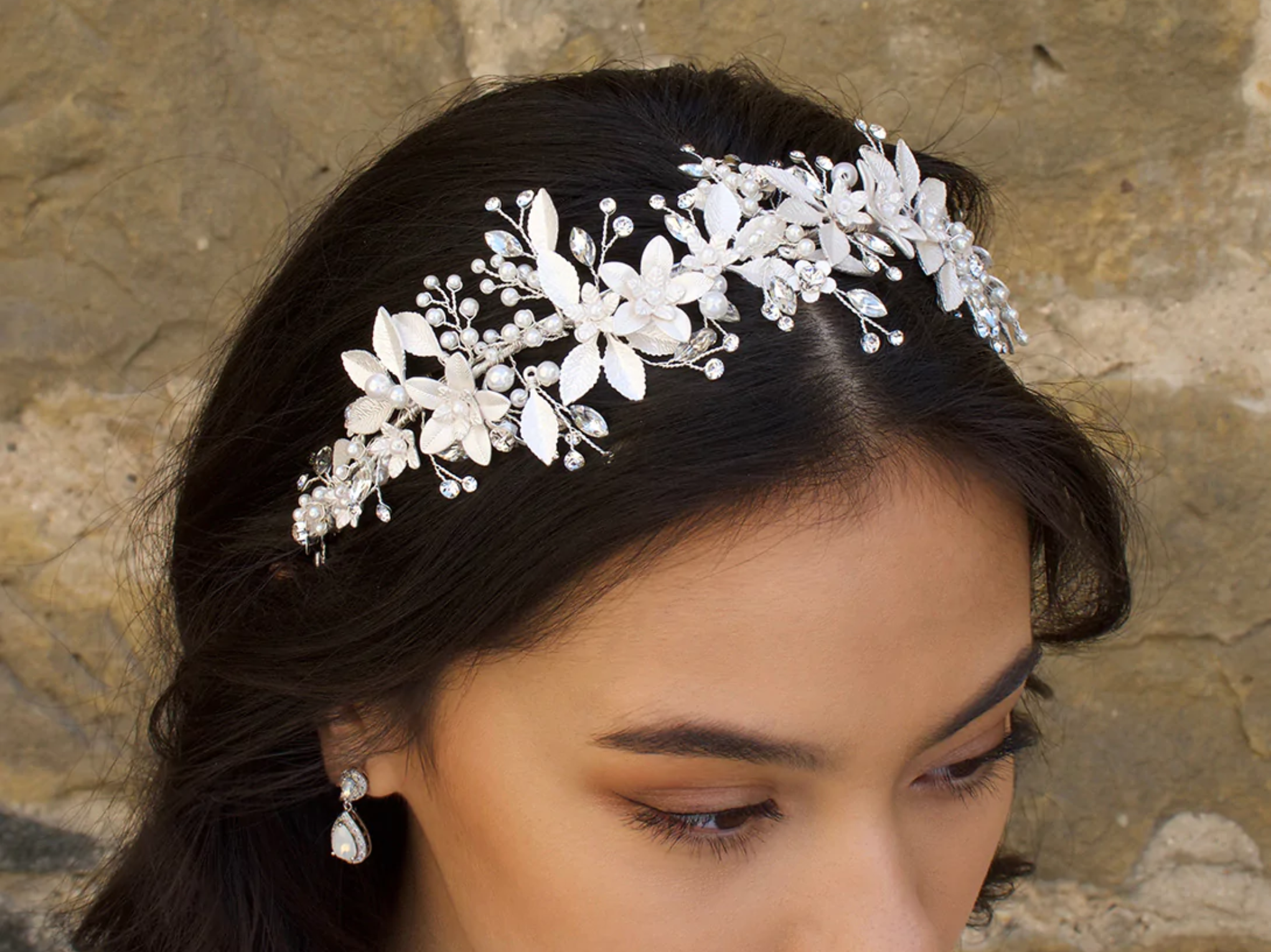 Isla - Floral Wide Bridal Headband