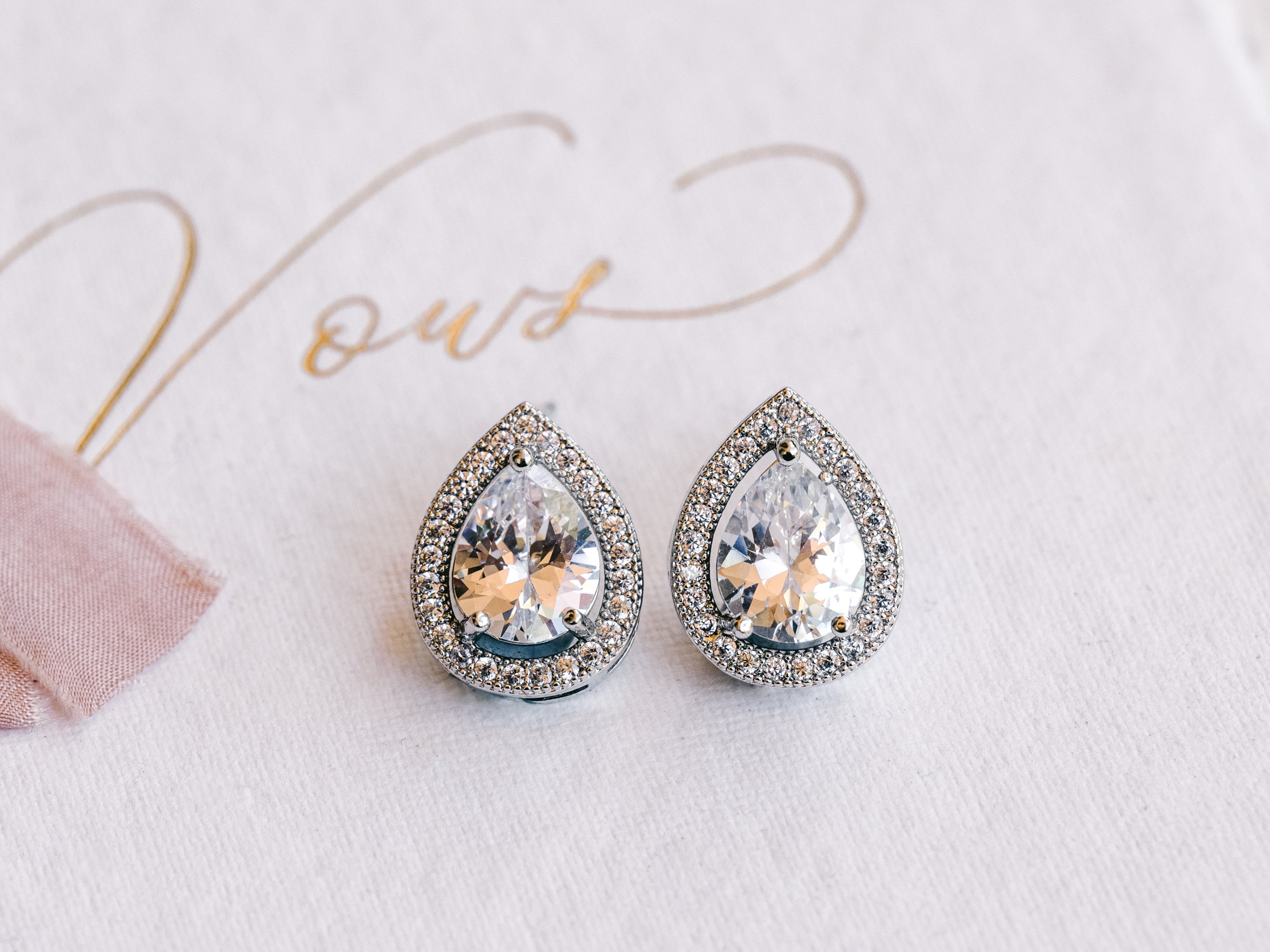 Juliette - Classic Teardrop Crystal Bridal Stud Earrings