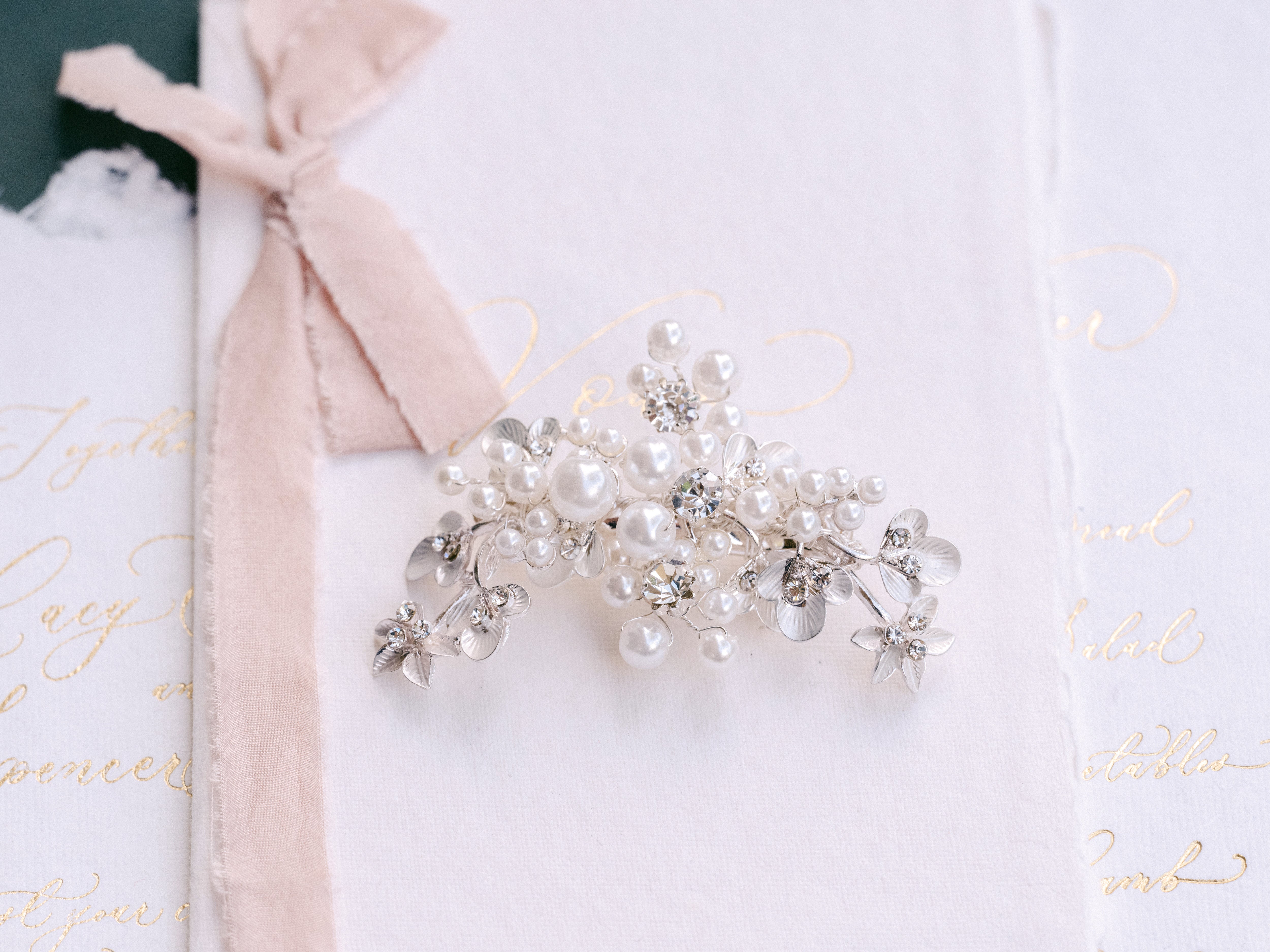 Leah - Dainty Pearl & Crystal Bridal Hair Clip