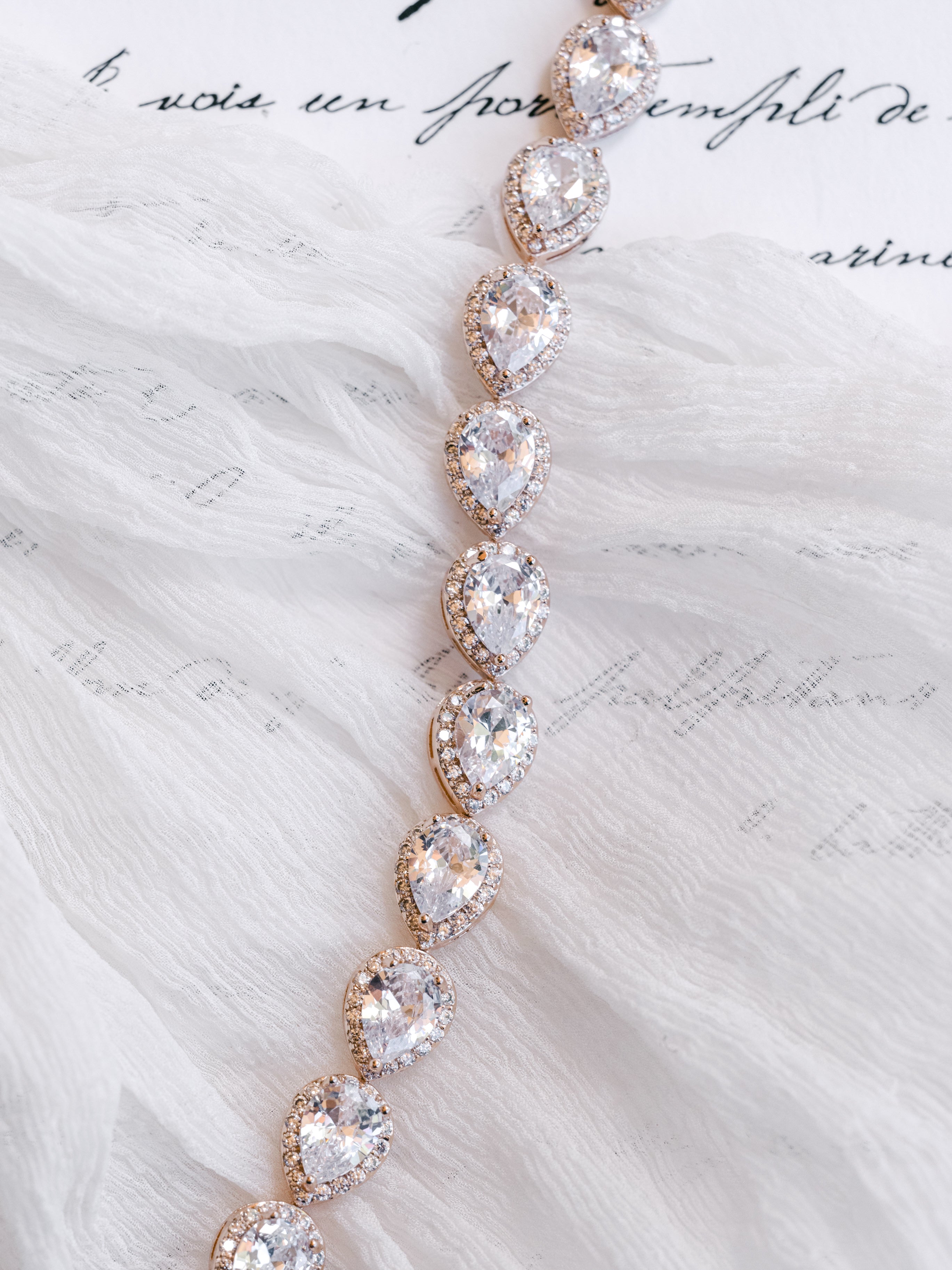 Melissa - Classic Crystal Teardrop Bridal Bracelet