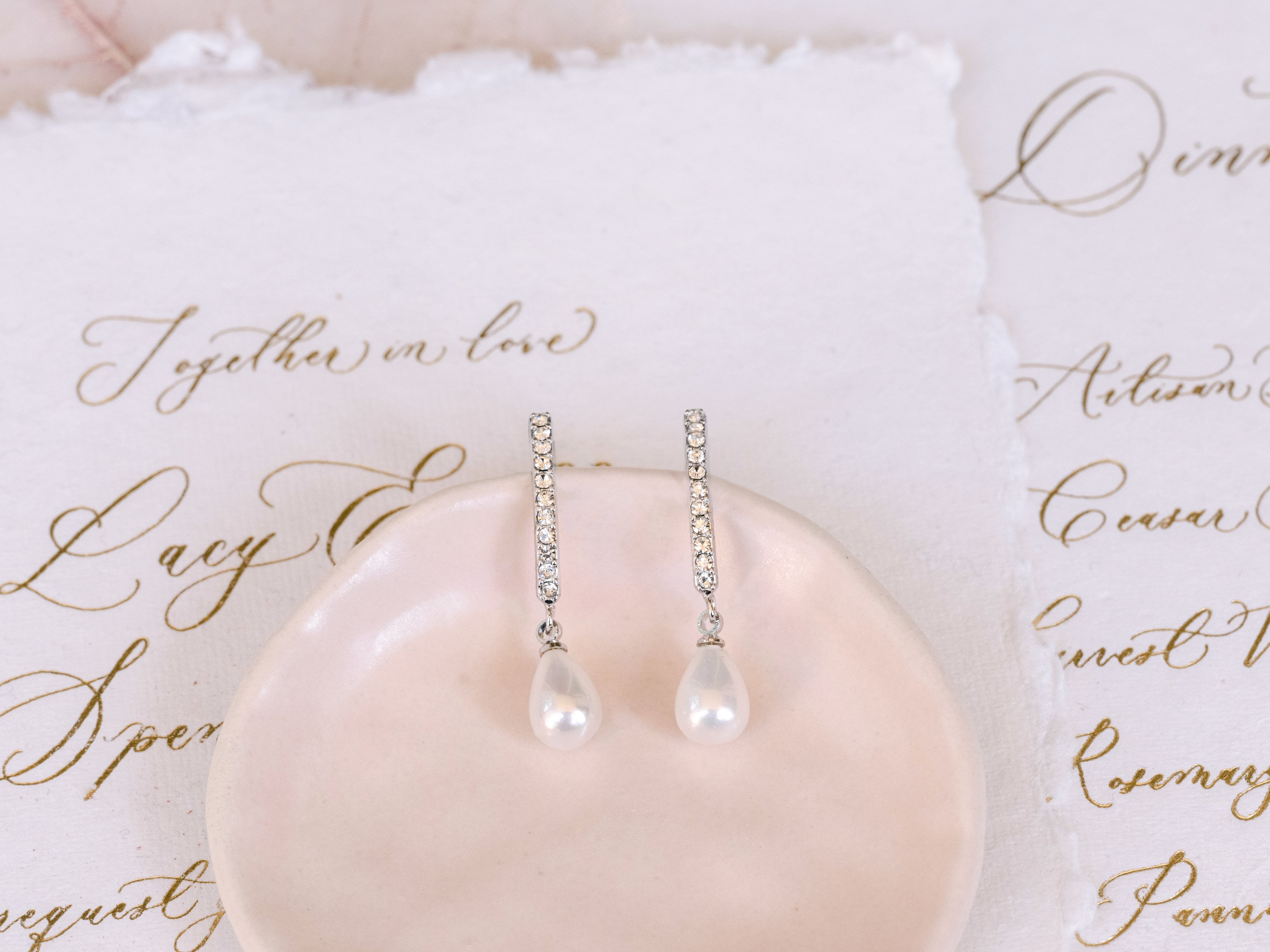 Penelope - Elegant Pearl Drop Bridal Earrings