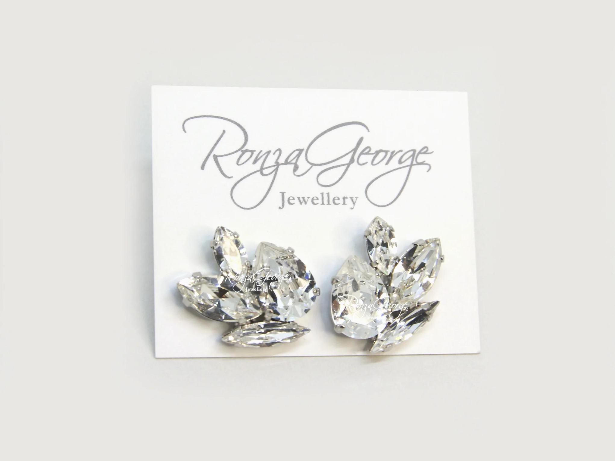 Acacia - Silver Swarovski Bridal Cluster Stud Earrings