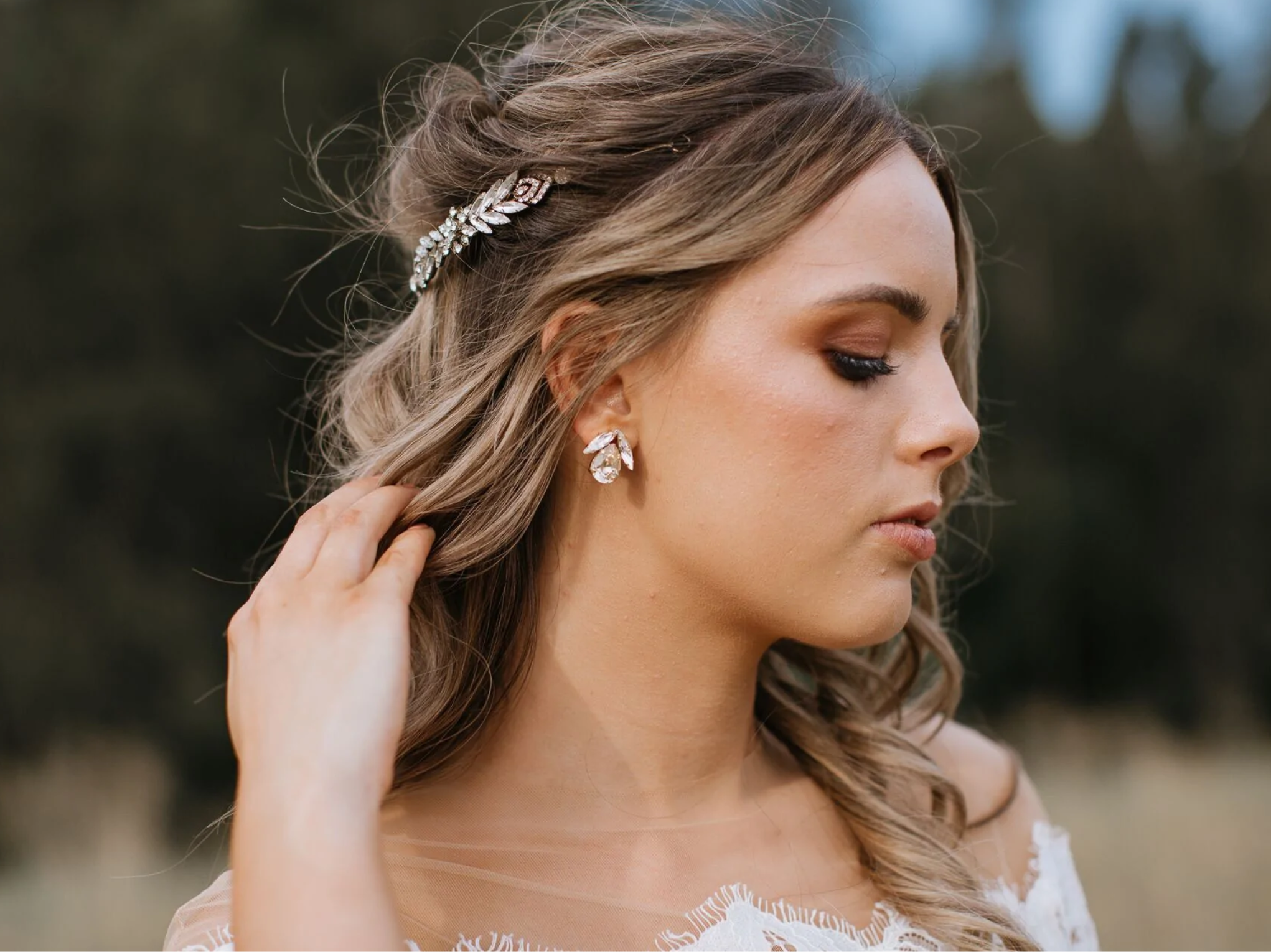 Bird - Silver Swarovski Crystal Bridal Drop Earrings