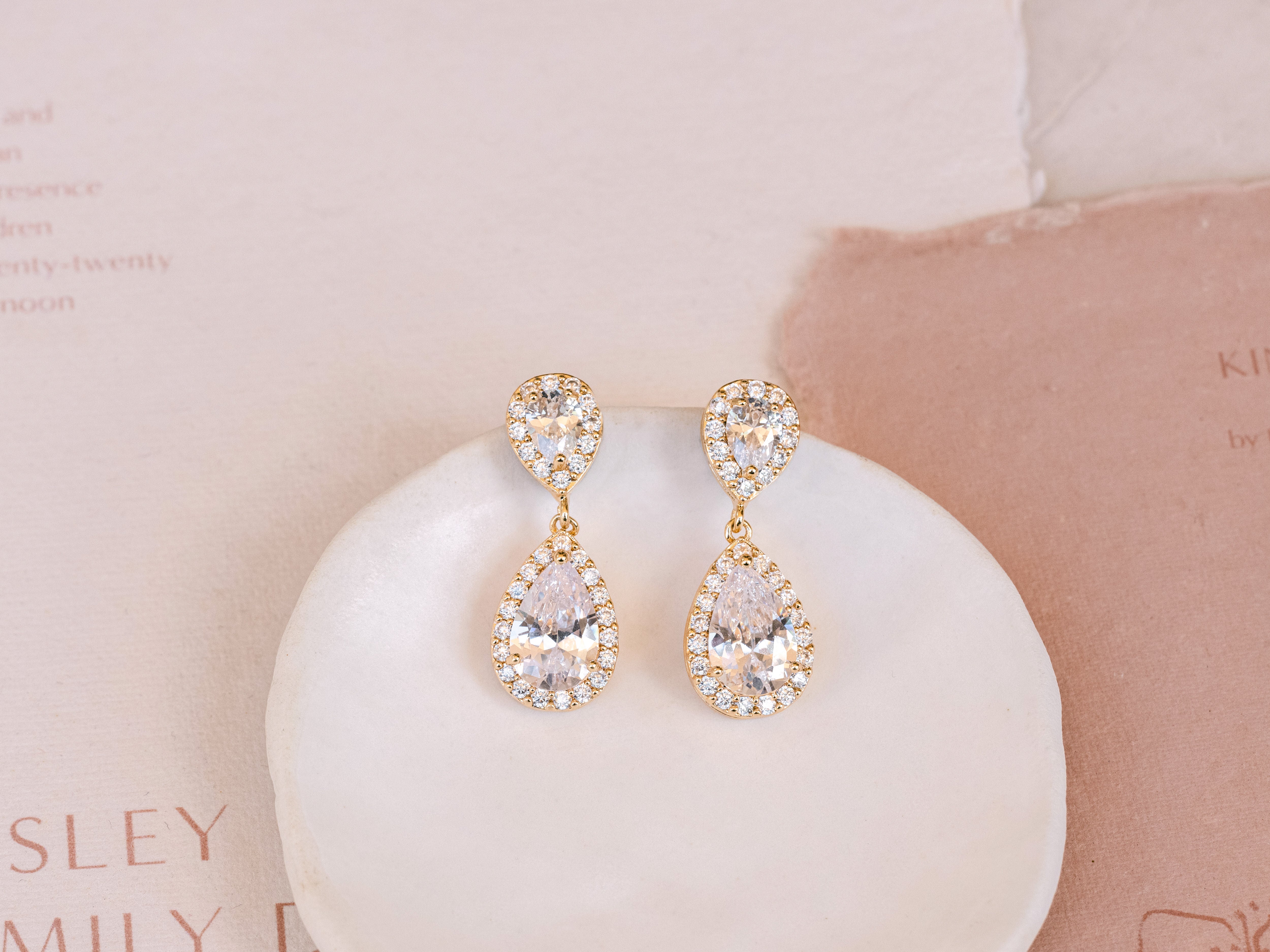 Amazon.com: MagiDeal Wedding Earrings Gold Plating Teardrop Dangle Earrings:  Clothing, Shoes & Jewelry