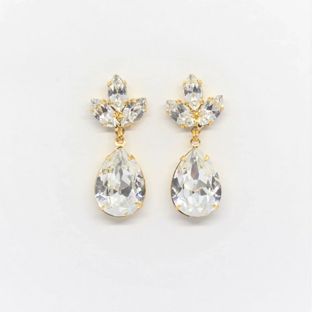 Anastasia - Gold Plated Clear Crystal Bridal Drop Earrings | The White ...