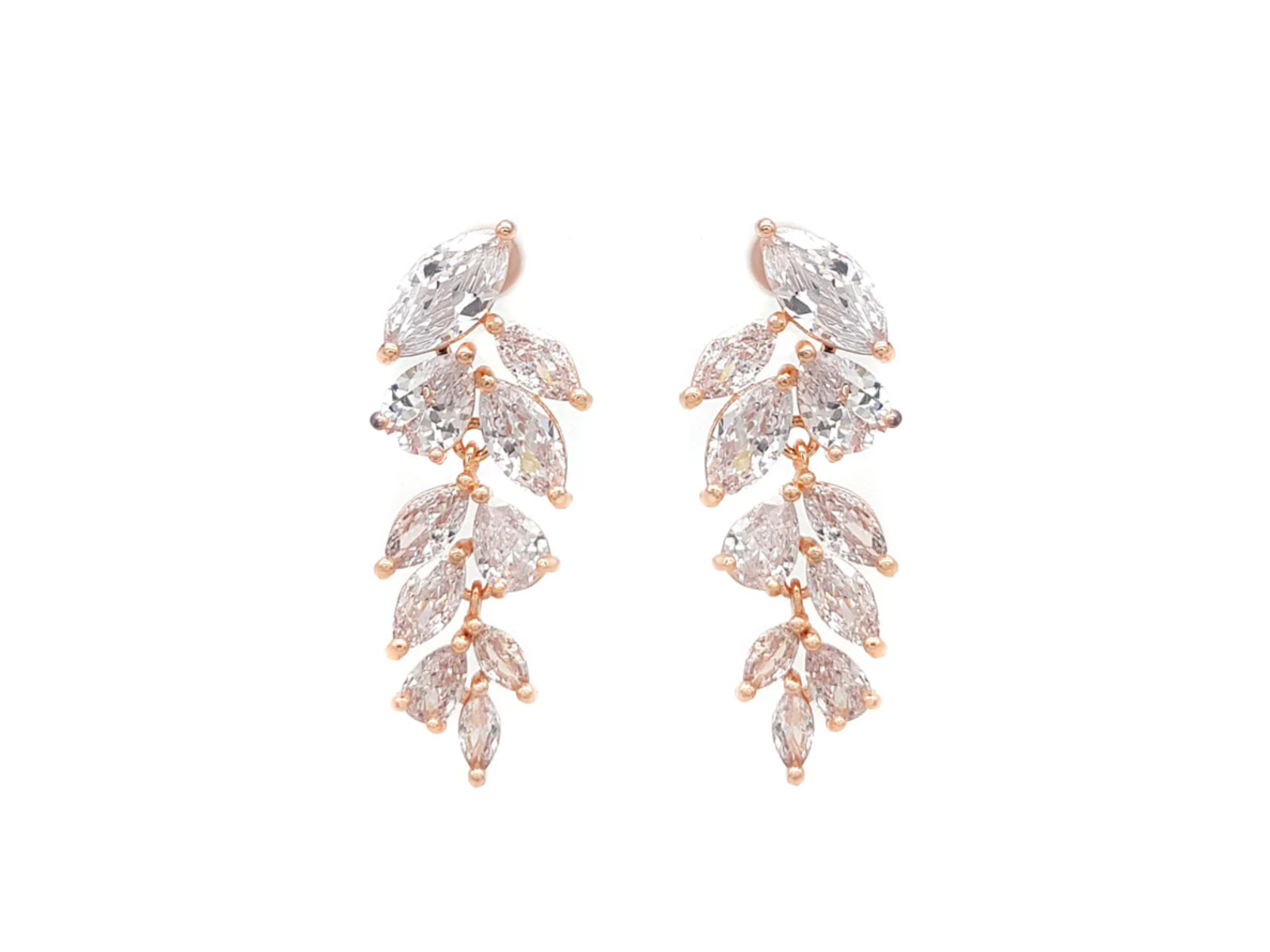 Eva - Crystal Leaf Drop Bridal Earrings