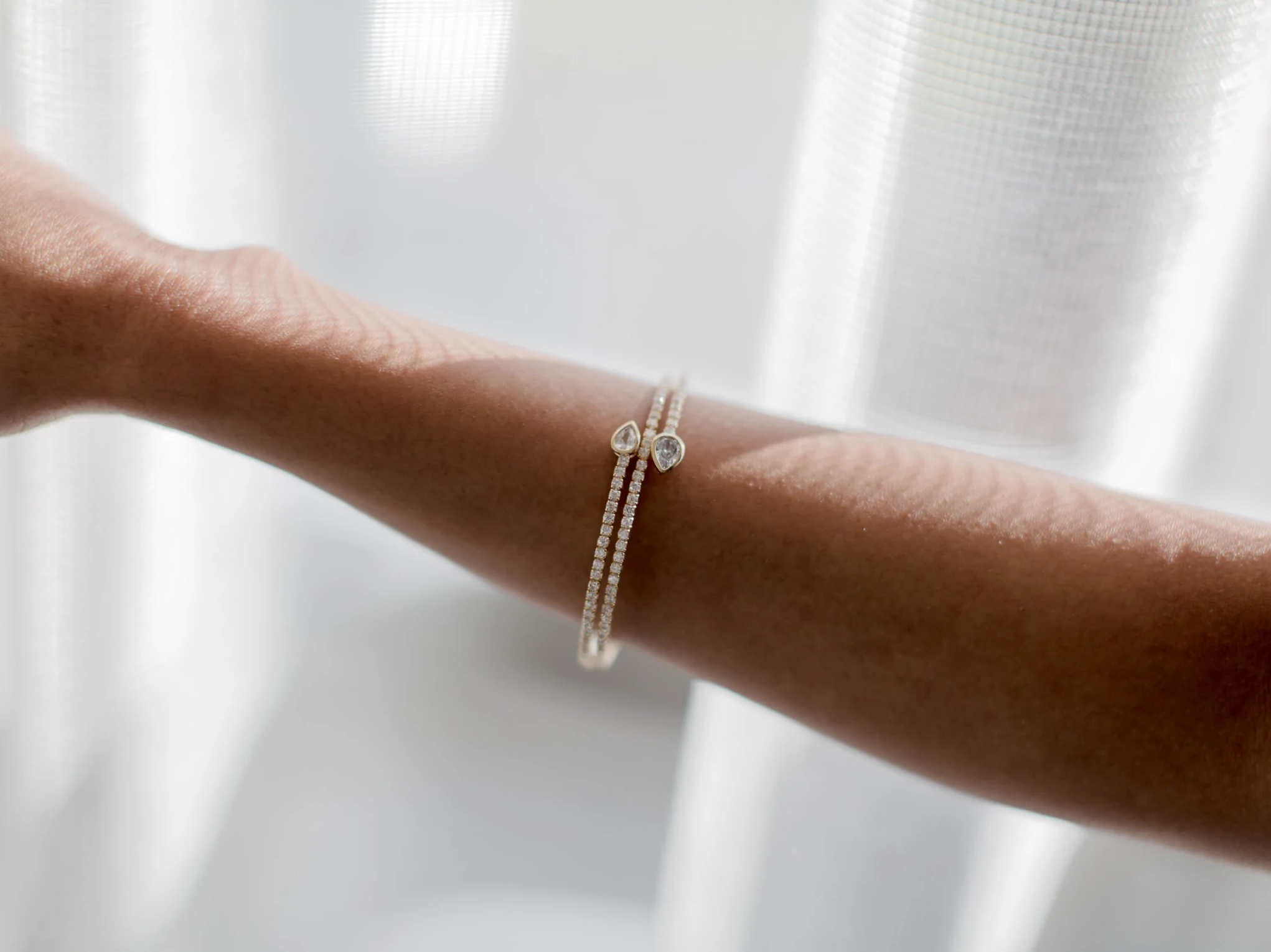Caitlin - Simple Crystal Bridal Bangle Bracelet