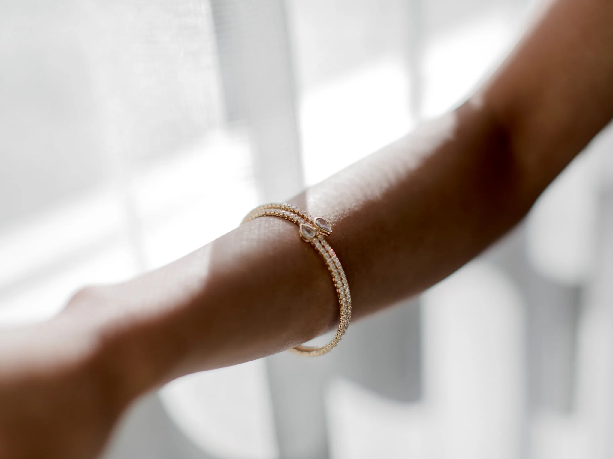 Caitlin - Simple Crystal Bridal Bangle Bracelet