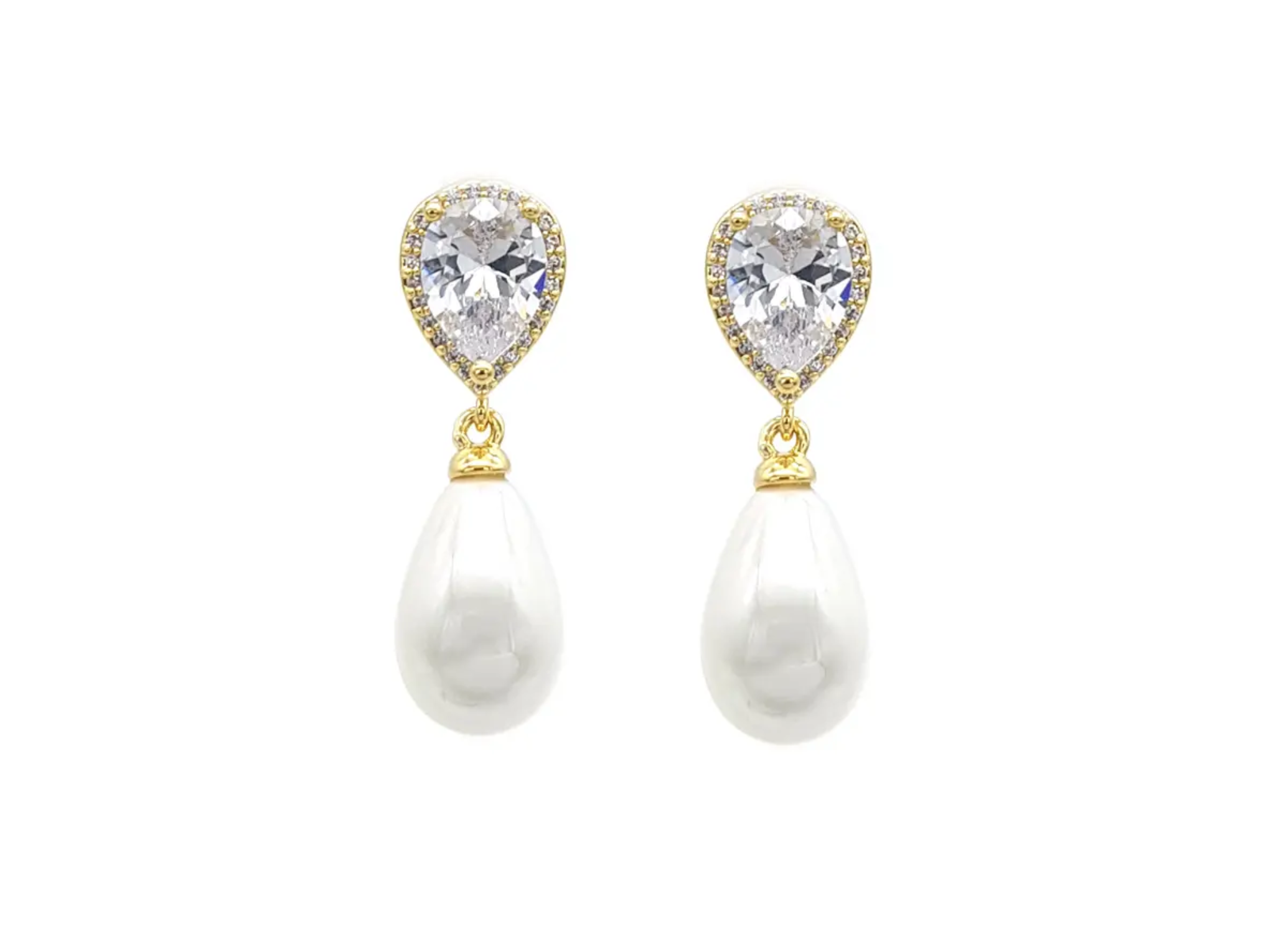 Sara - Classic Bridal Crystal Pearl Earrings