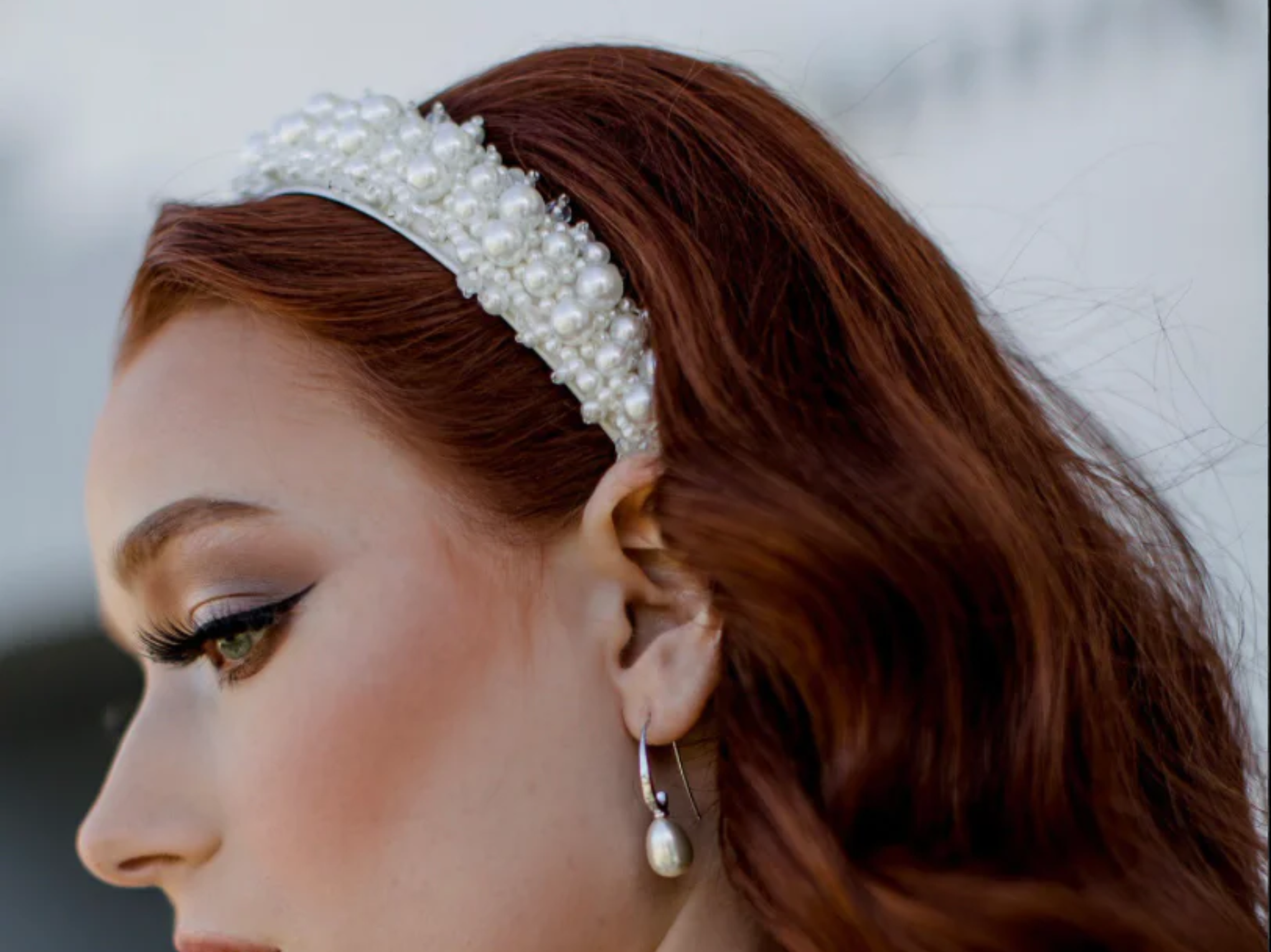 Vanessa - Pearl Crystal Cluster Bridal Headband