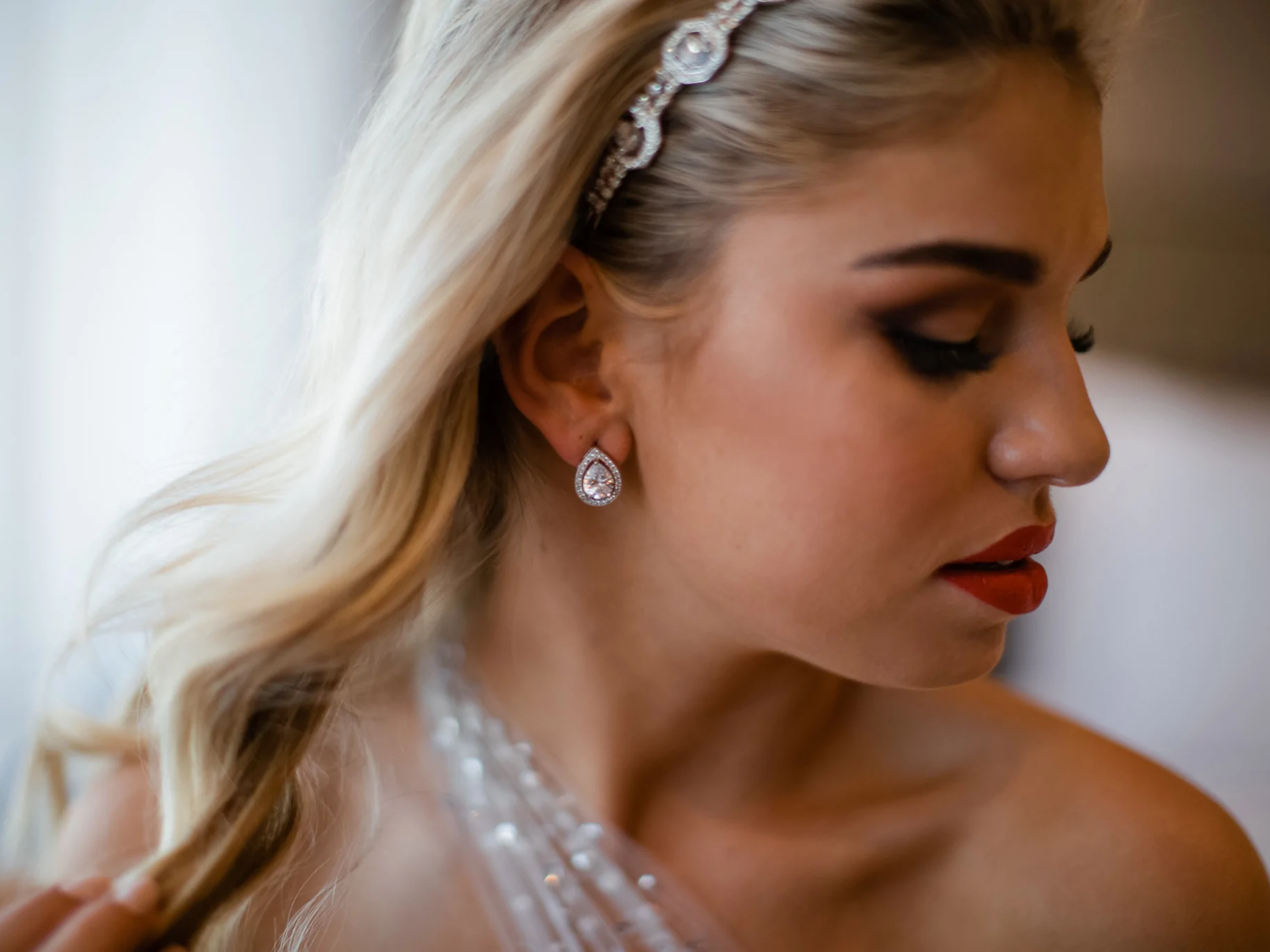 Juliette - Classic Teardrop Crystal Bridal Stud Earrings