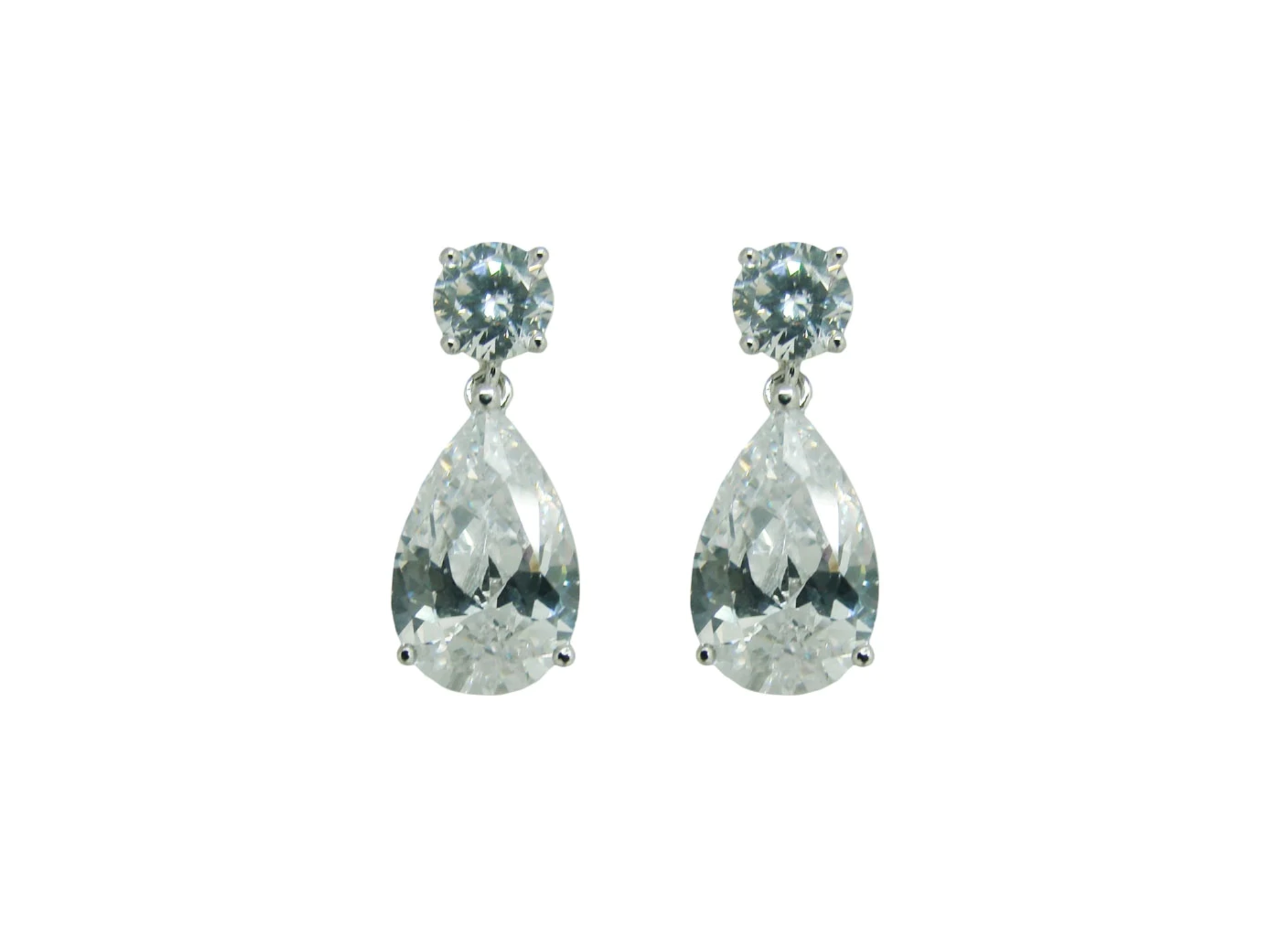 Claire - Classic Pear Crystal Bridal Drop Earrings
