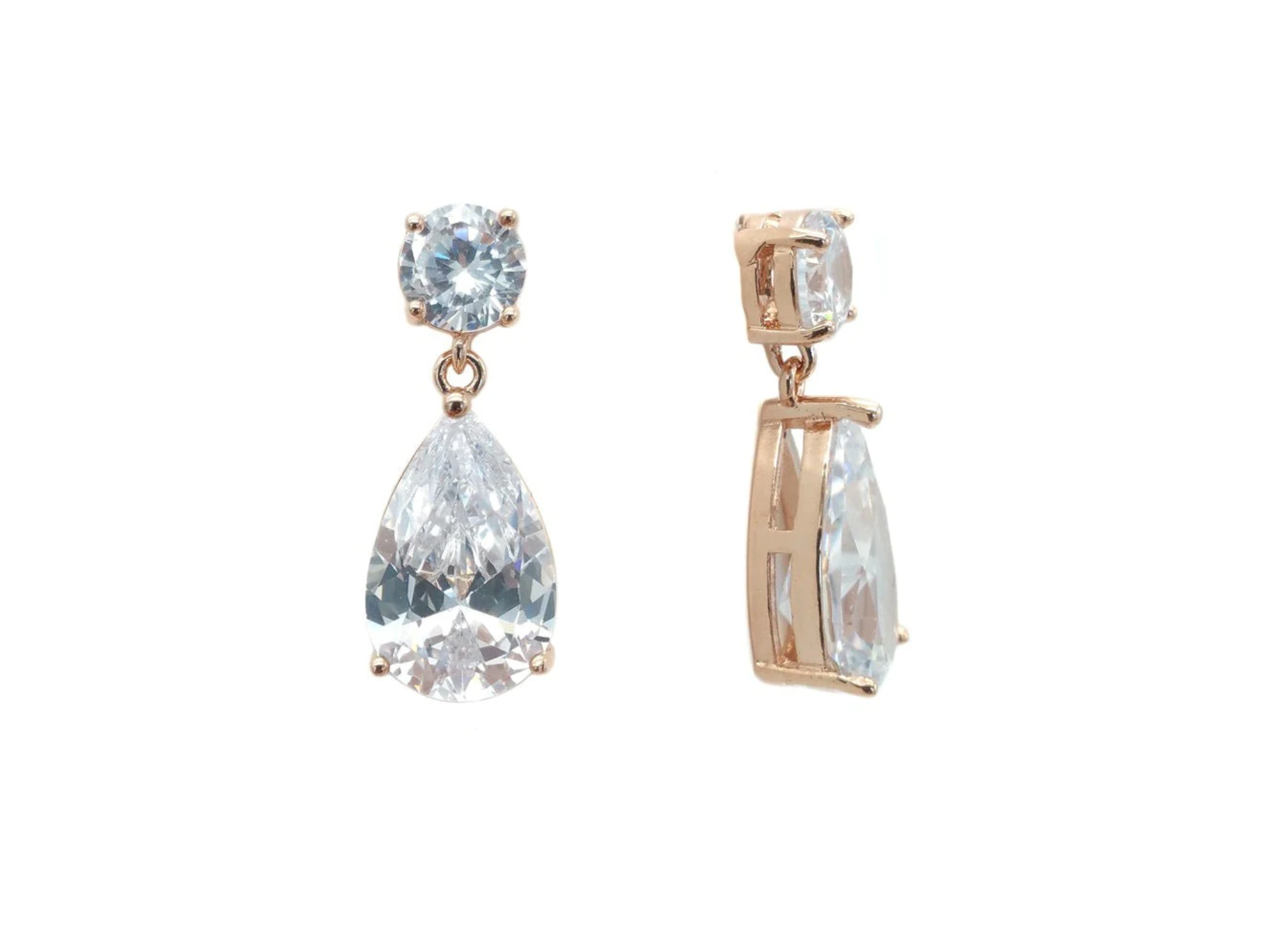 Claire - Classic Pear Crystal Bridal Drop Earrings