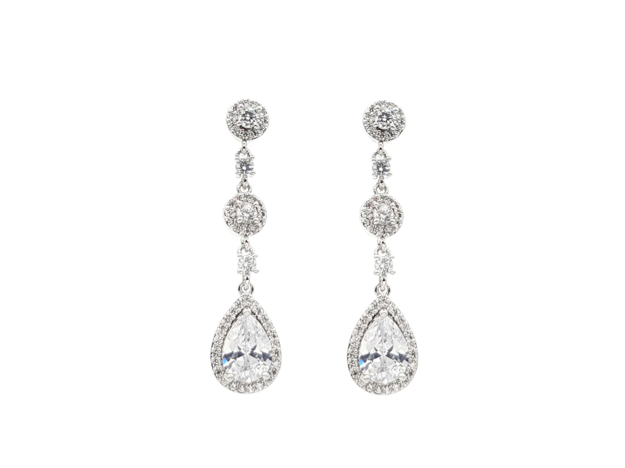 Lydia - Long Bridal Crystal Drop Earrings
