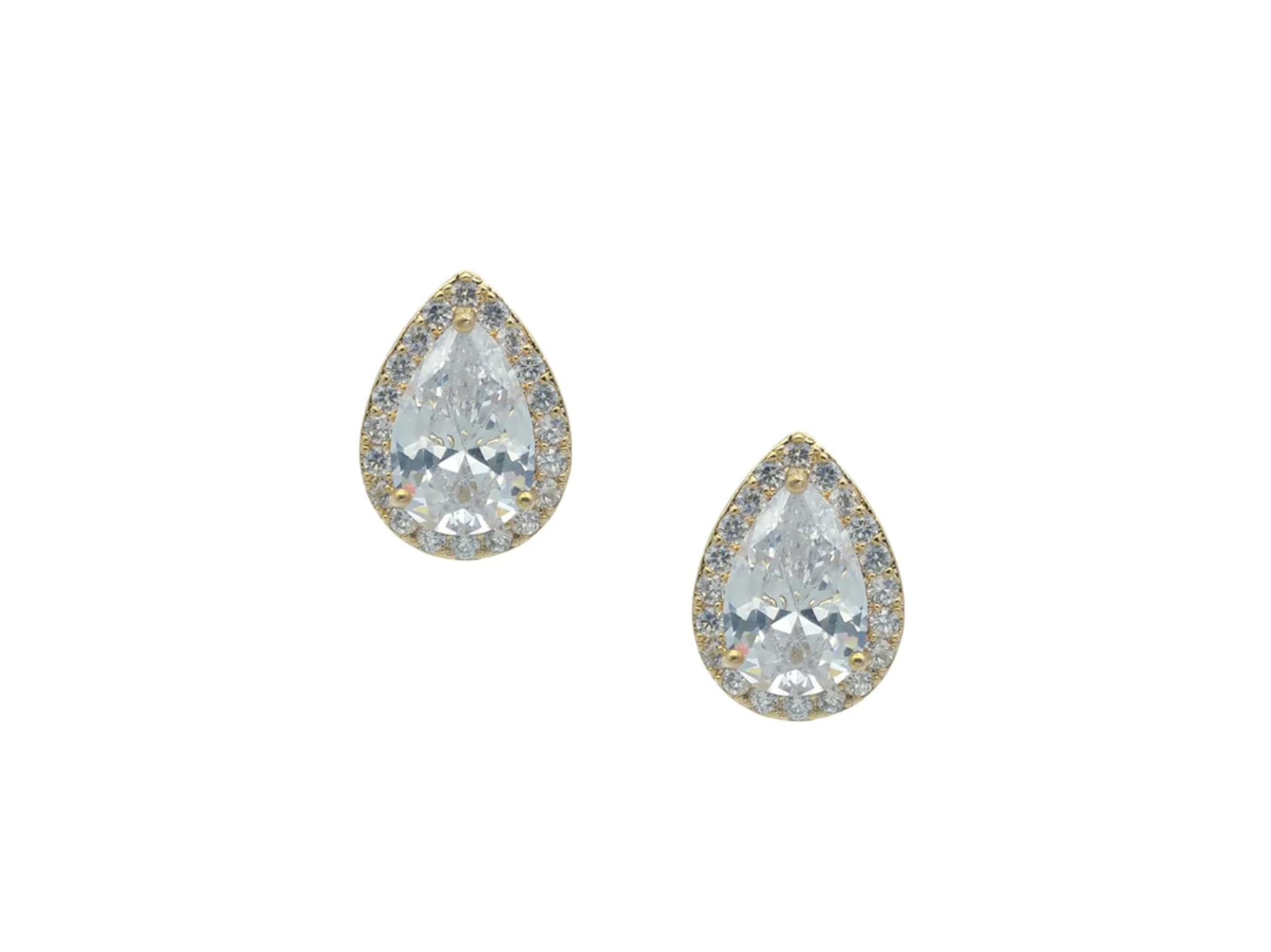 Celestine - Classic Crystal Teardrop Bridal Stud Earrings
