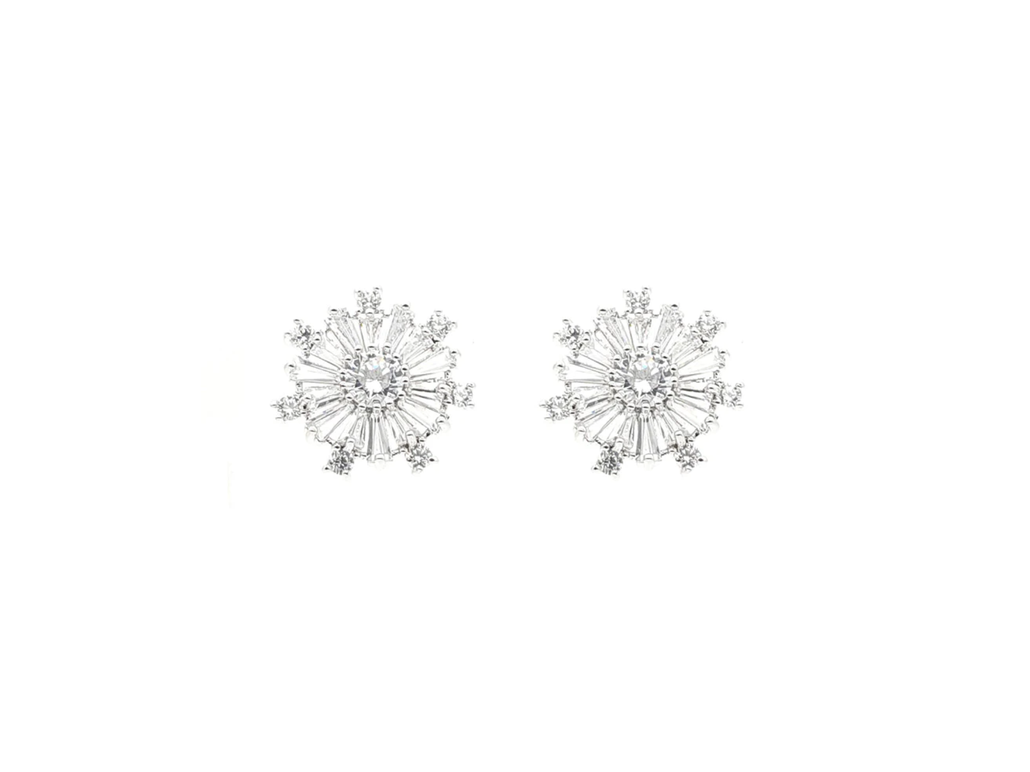 Issy - Silver Snowflake Crystal Stud Bridal Earrings