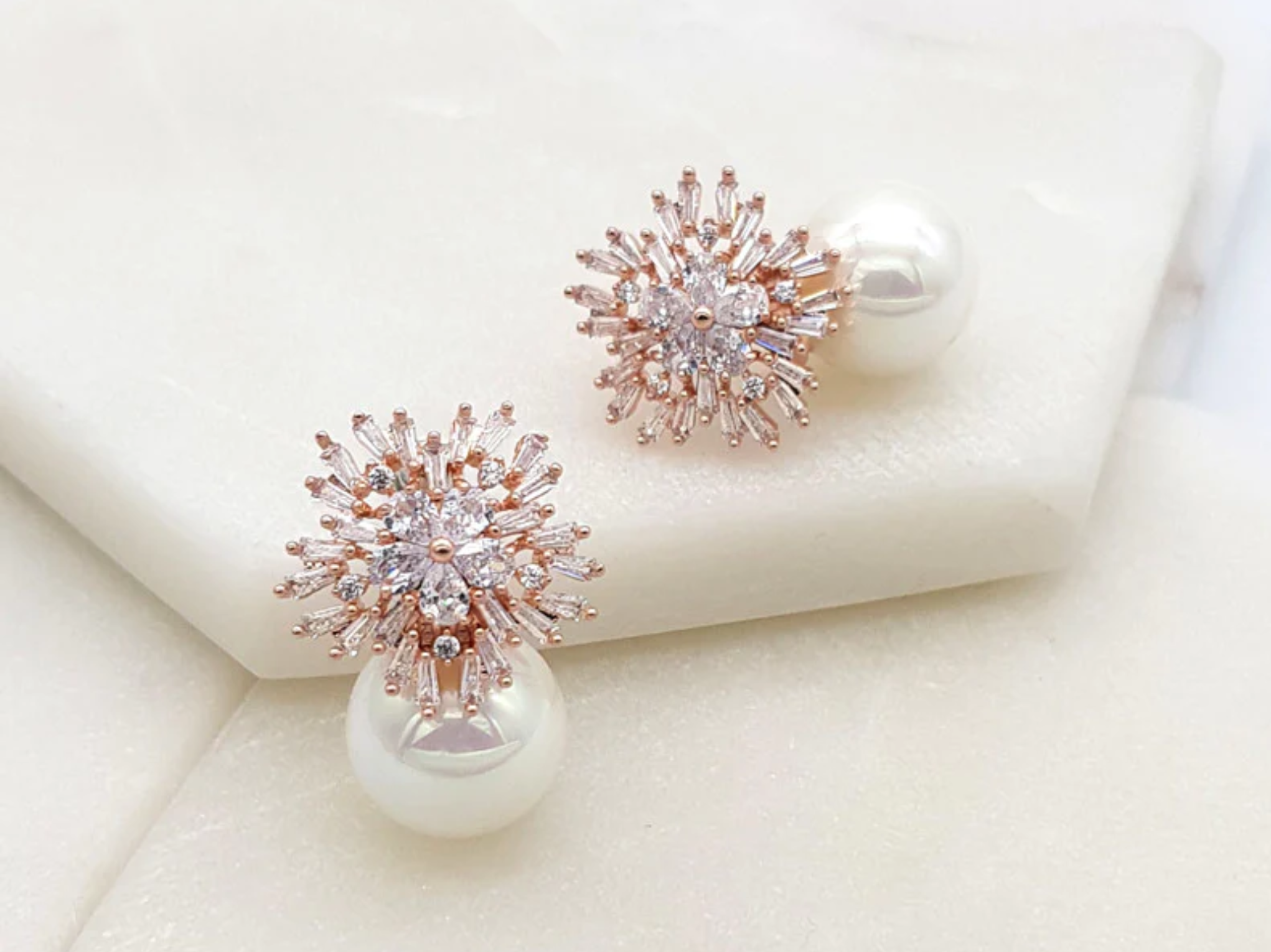 Ivy -  Statement Crystal Pearl Bridal Stud Earrings