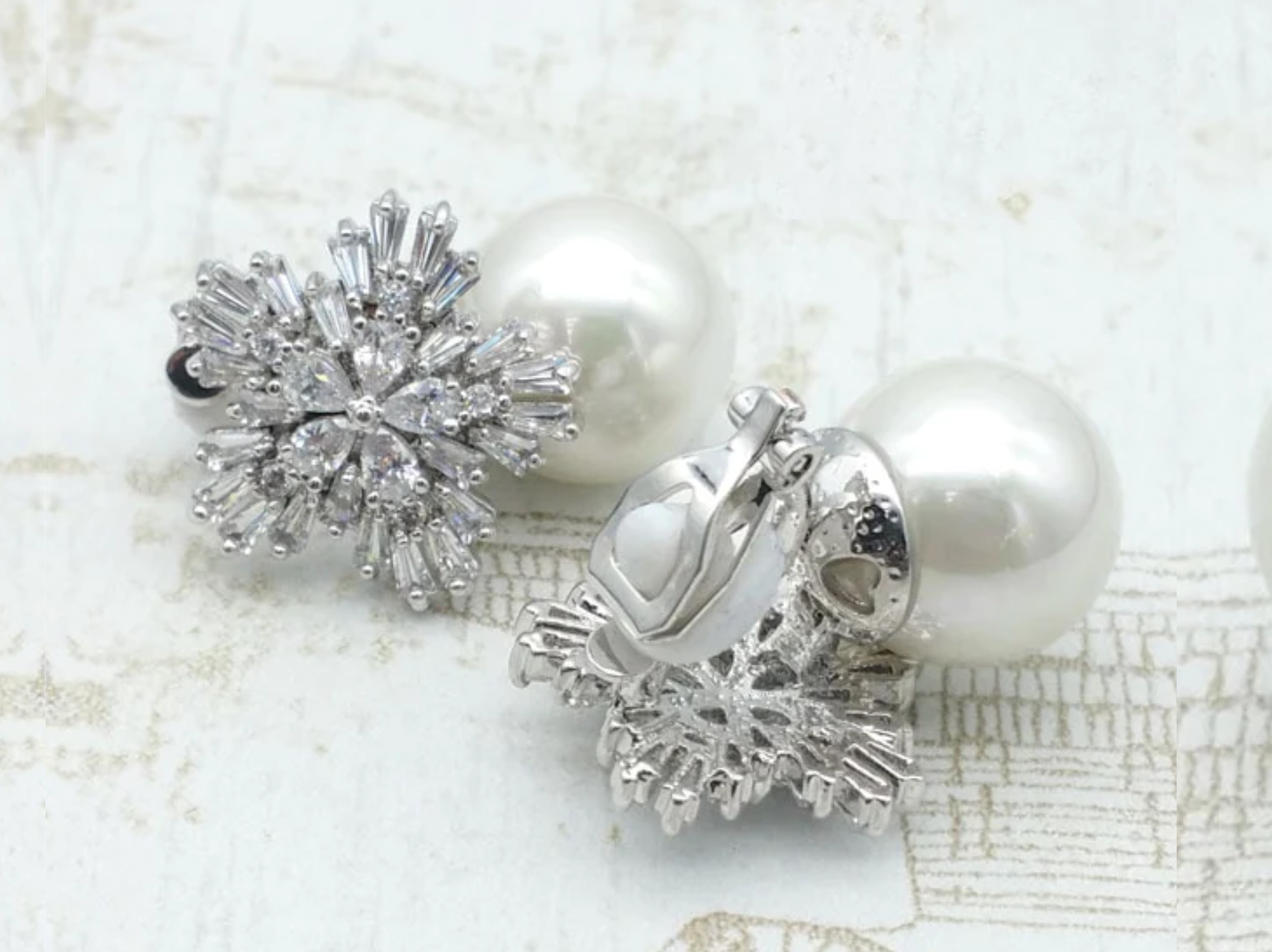 Ivy Statement Crystal Pearl Bridal Stud Earrings