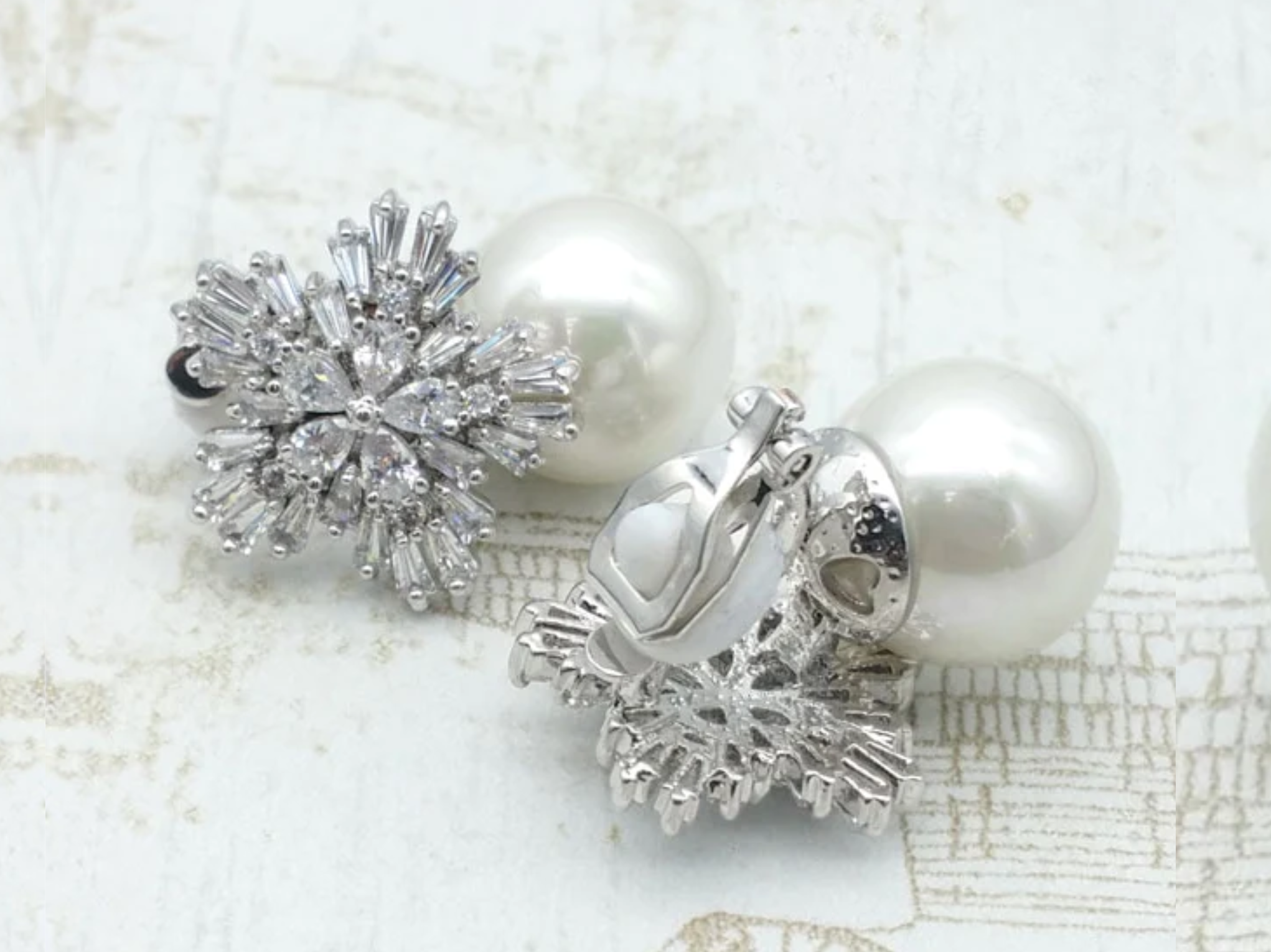 Ivy -  Statement Crystal Pearl Bridal Stud Earrings