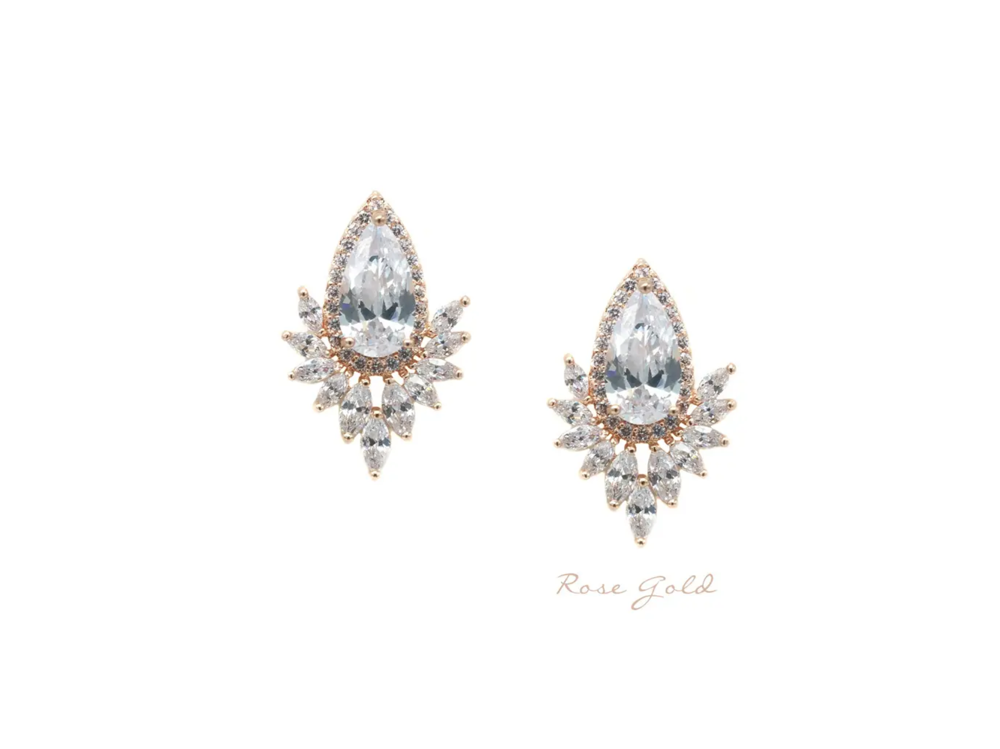 Harlow - Crystal Pear & Marquise Bridal Stud Earrings