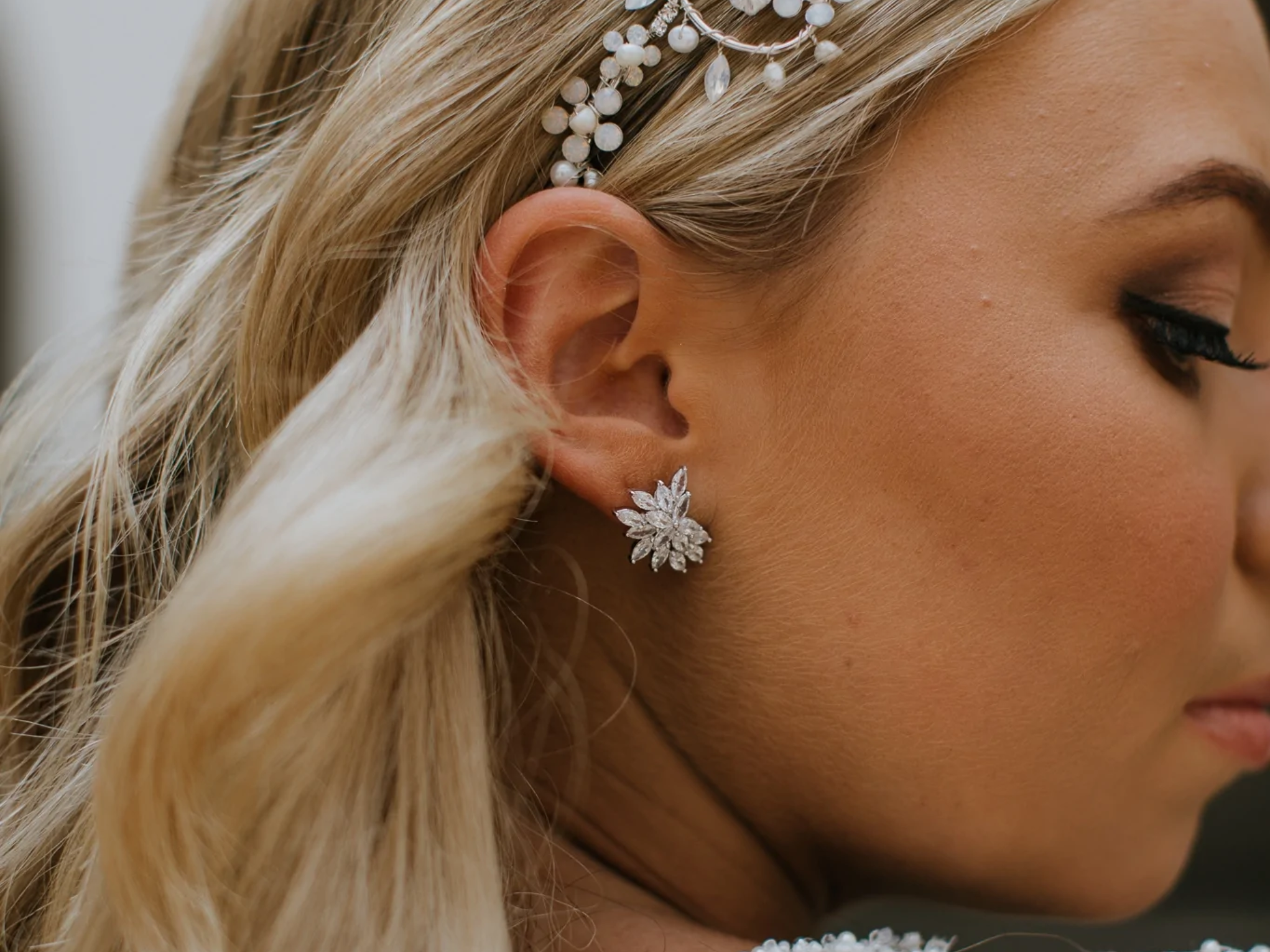Zara - Crystal Cluster Bridal Stud Earrings