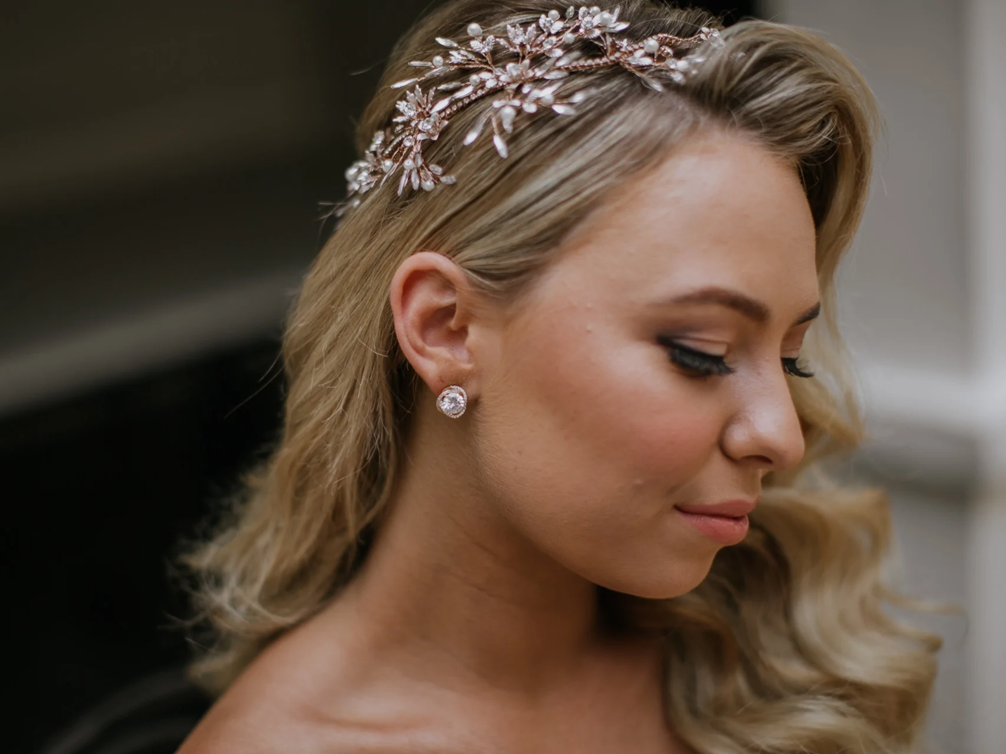 Elise - Solitaire Crystal Bridal Stud Earrings
