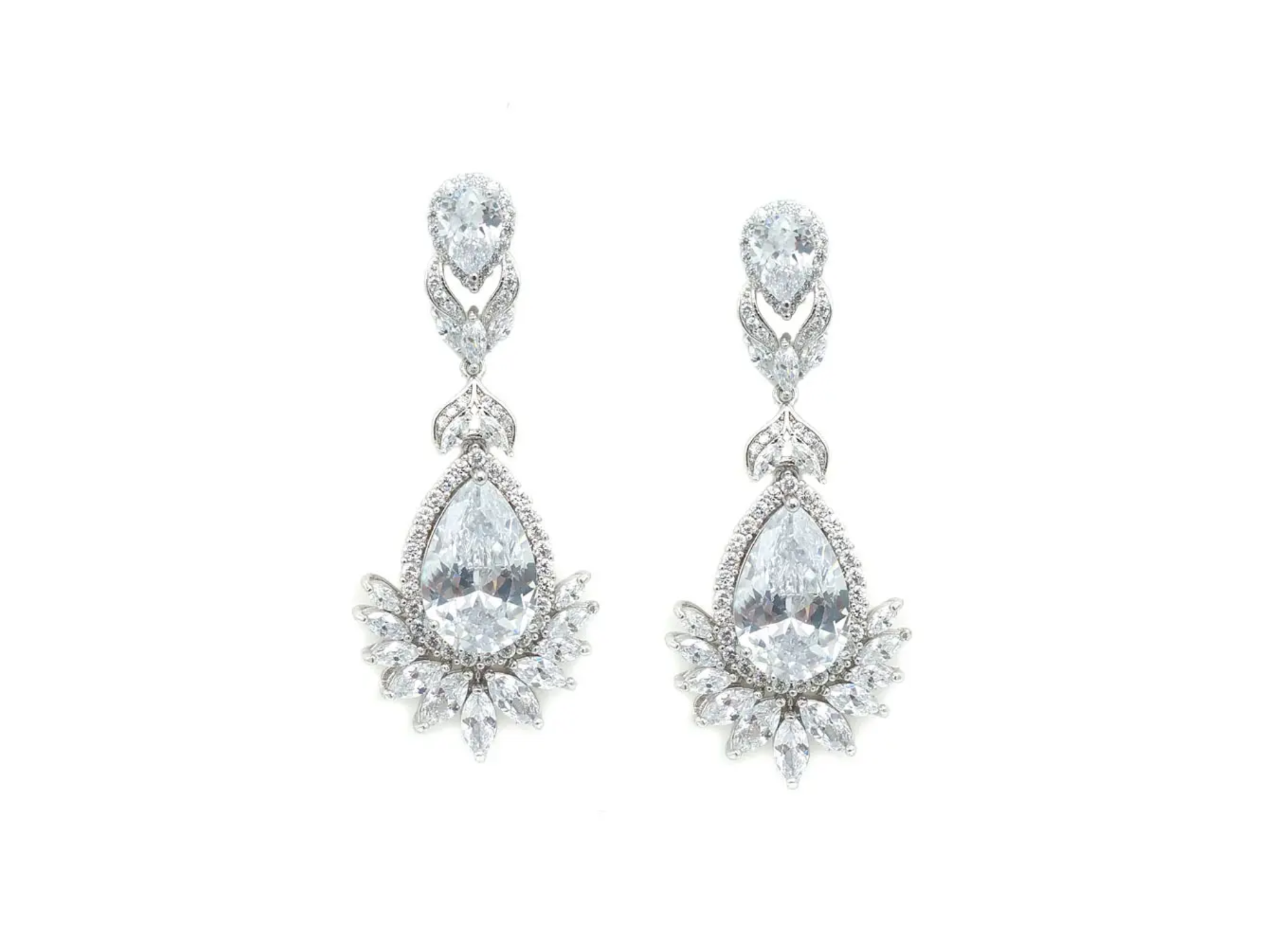 Camilla - Silver Chandelier Statement Bridal Earrings