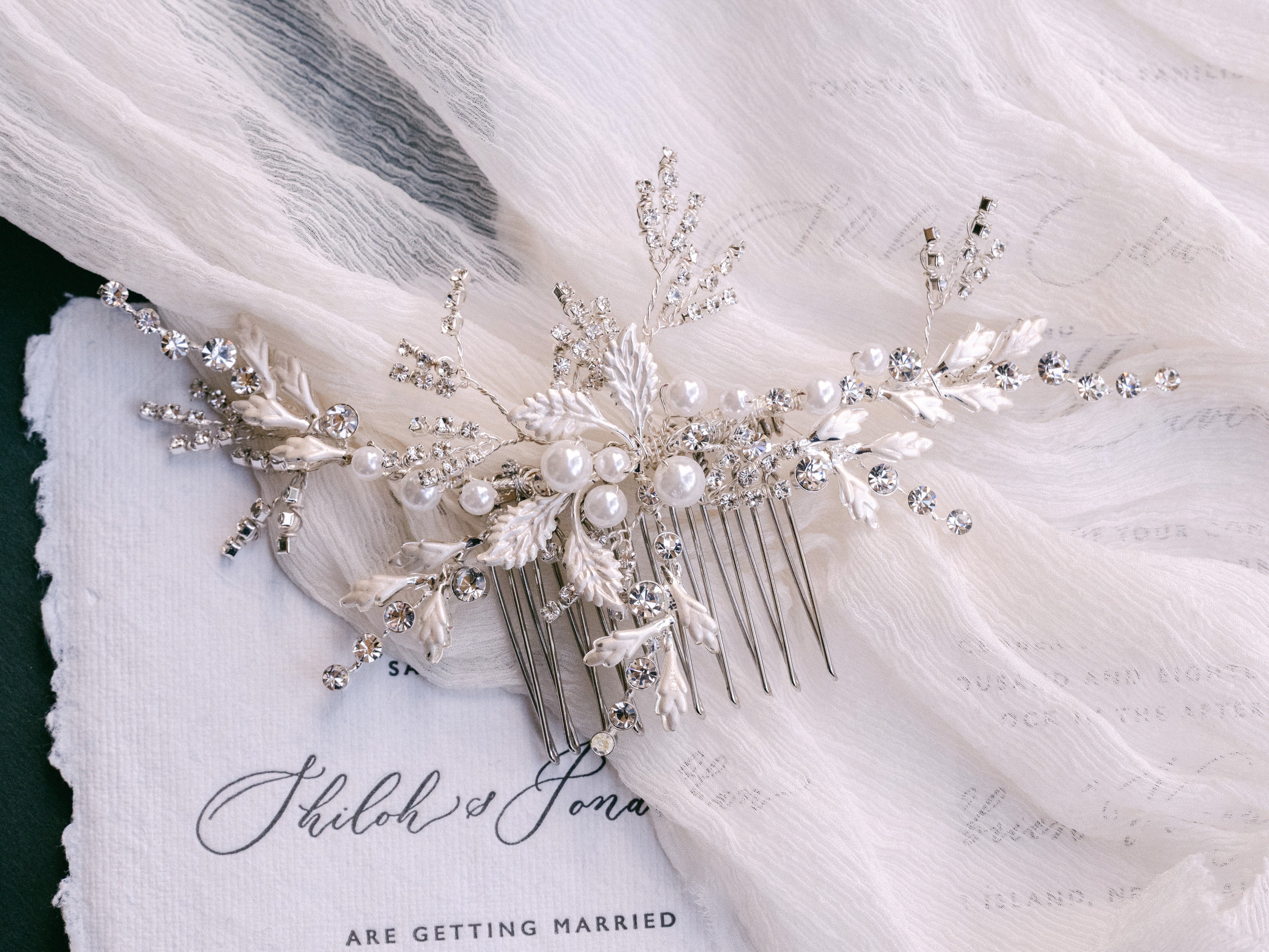 Valarie - Vine Crystal Pearl Bridal Comb