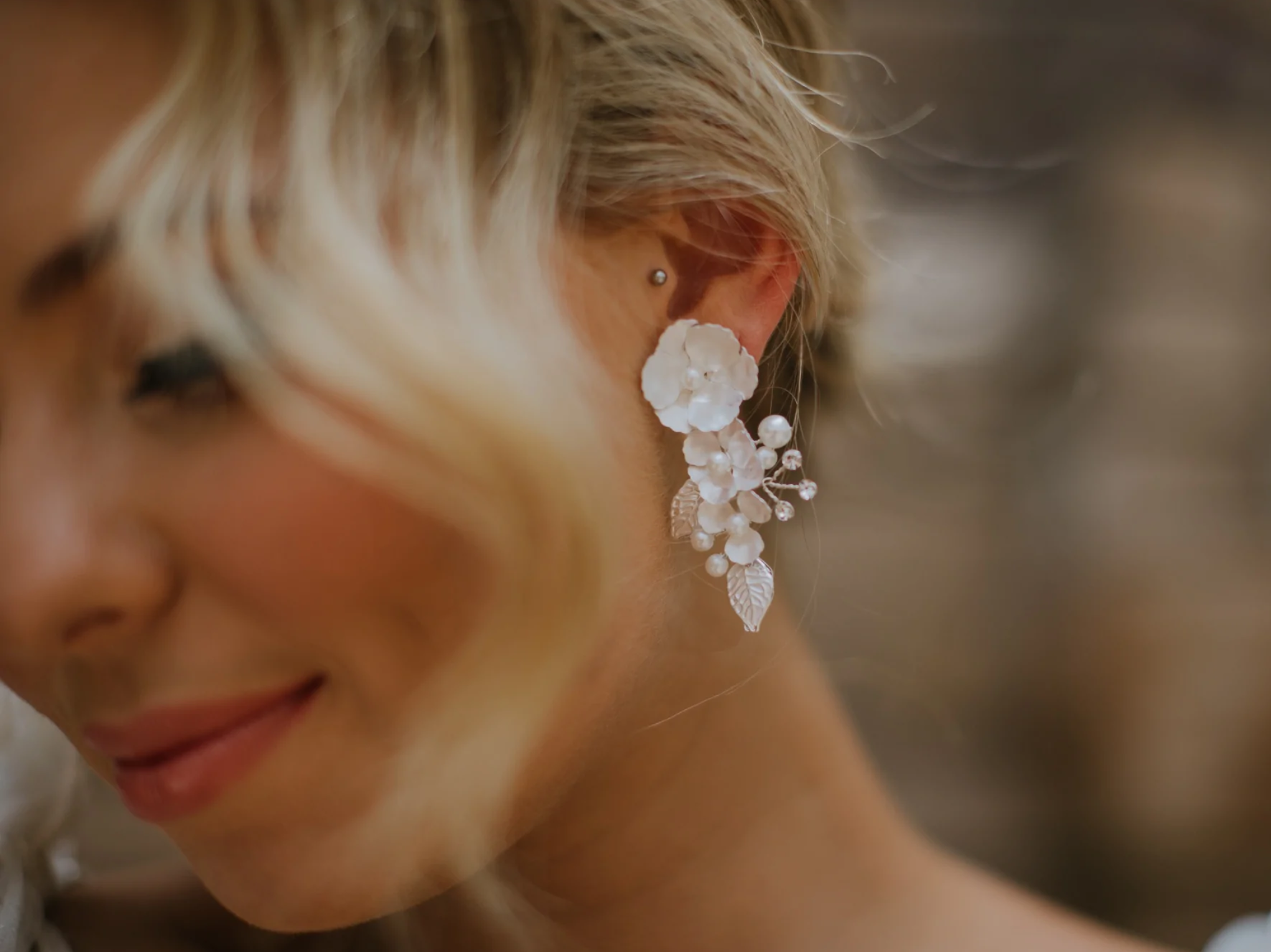 Aurelia - Floral Pearl Crystal Bridal Earrings